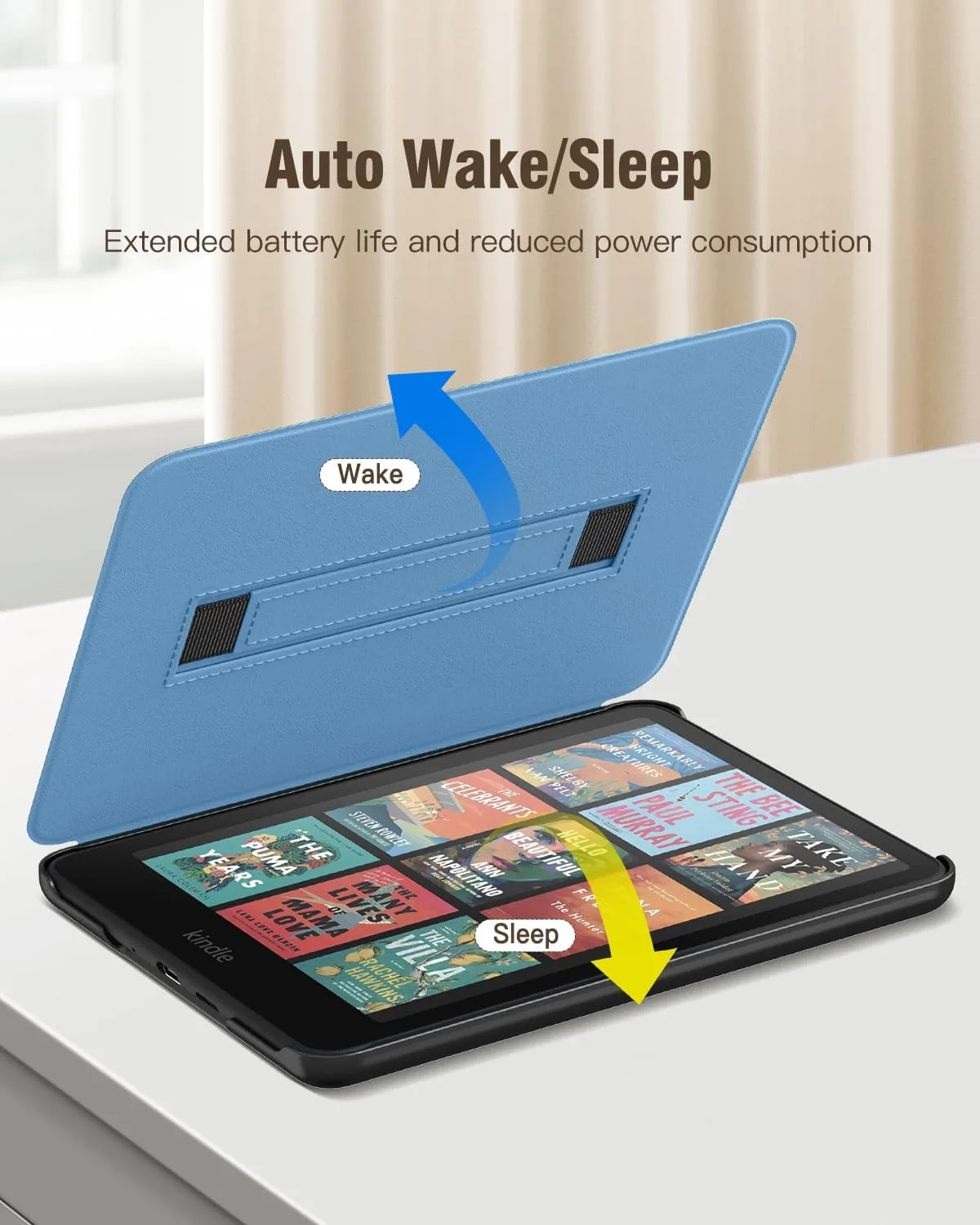 MoKo Case for 7" Kindle Paperwhite 12th Gen 2024, Blue Vintage Twill