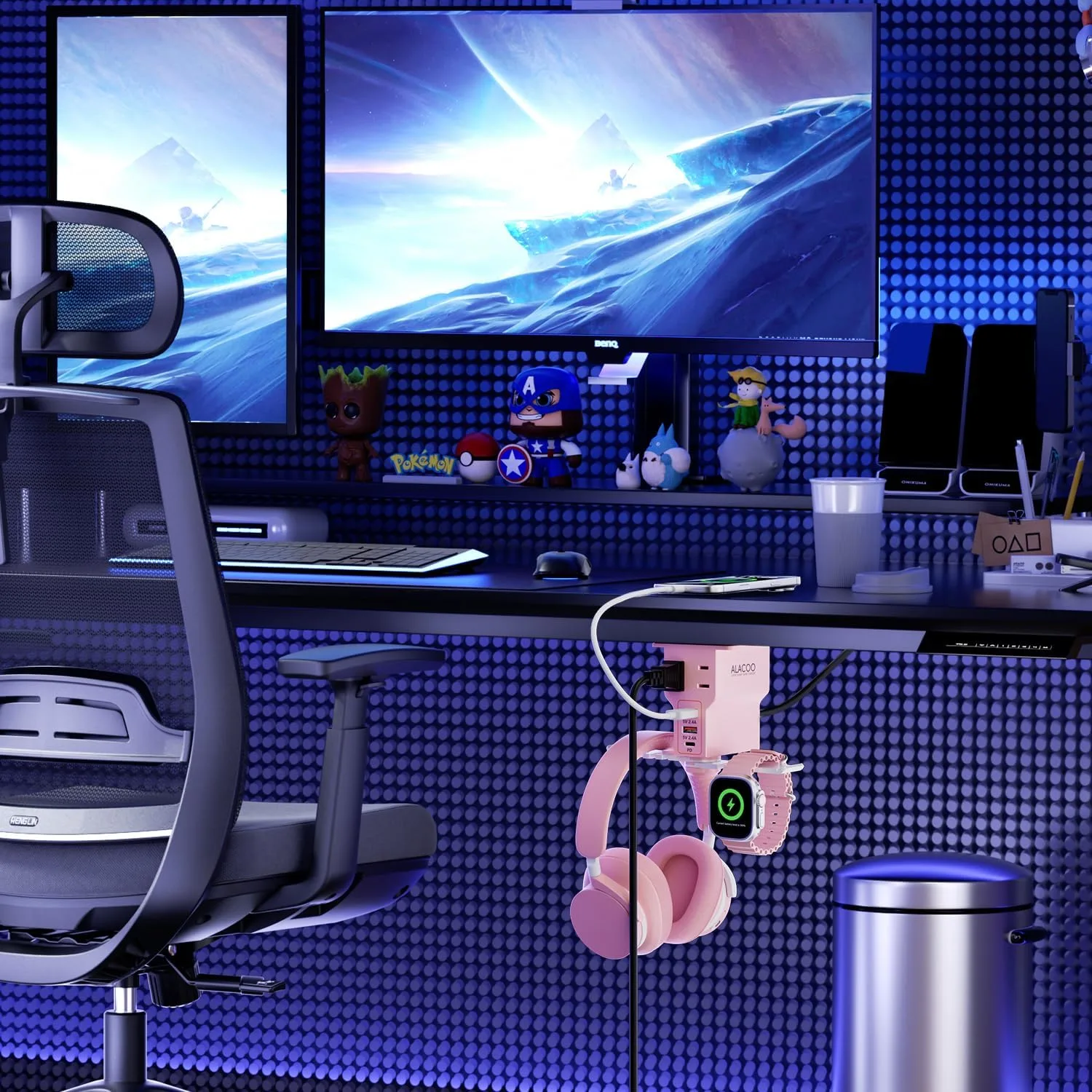 Multi-Function Desk Headphone Hanger Hook Gaming Office