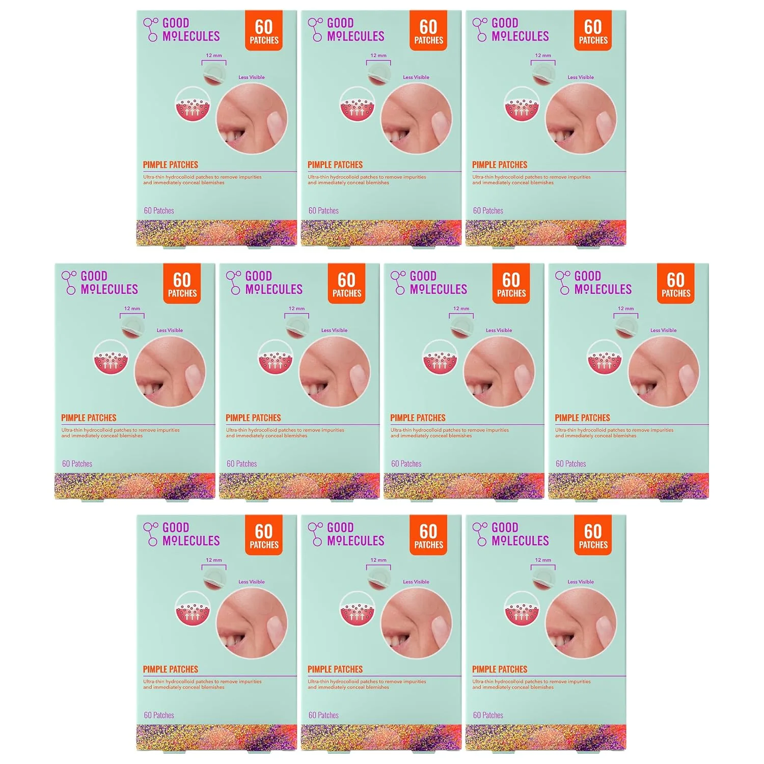 Good Molecules Pimple Patches, Hydrocolloid Patches, 600 Count (60 x 10)