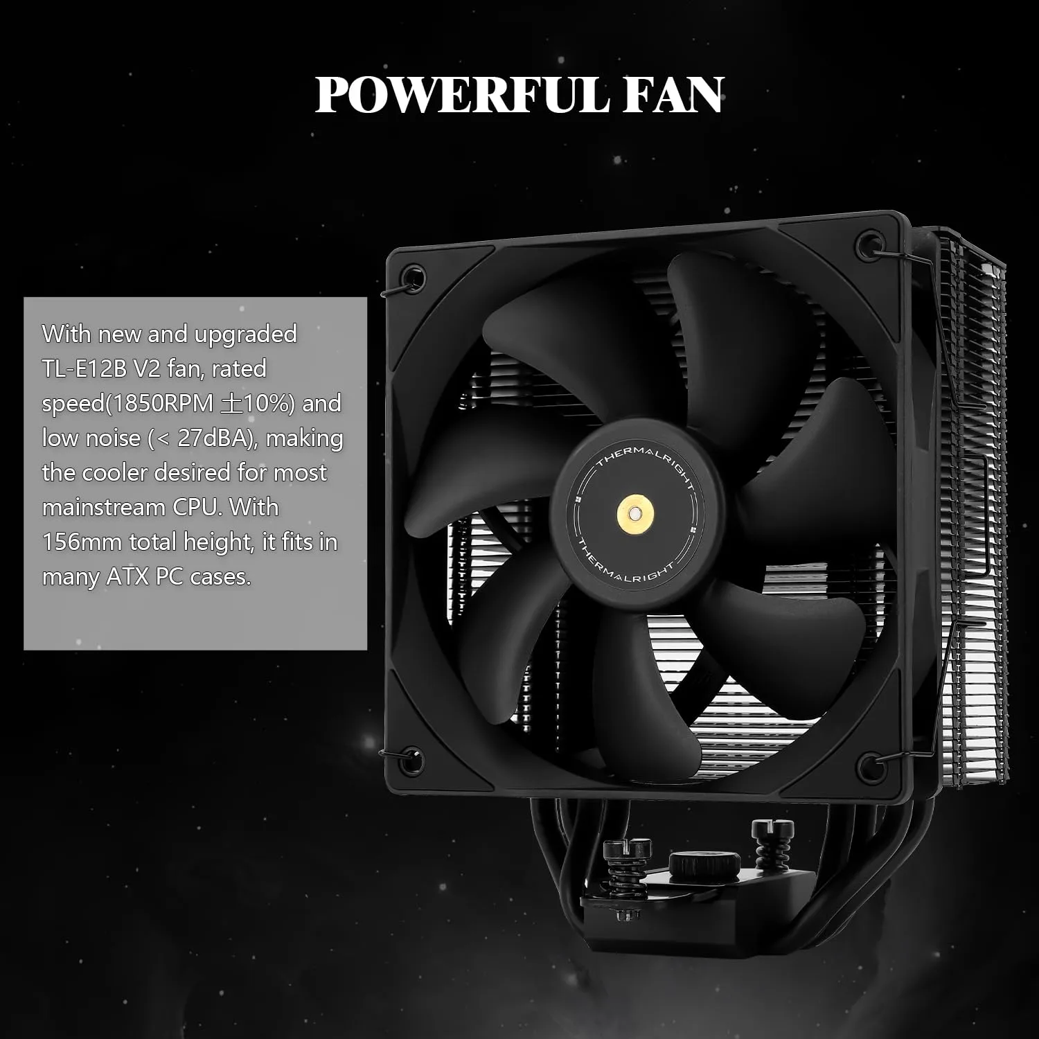 Thermalright Assassin Spirit 120 EVO Dark CPU Cooler,TL-E12B V2 PWM Quiet Fan with 1850RPM, Speed,CPU Air Cooler, Computer Black Heatsink Cooling, Support AM4/AM5,Intel 1700/1851/1150/1151/1155/1200
