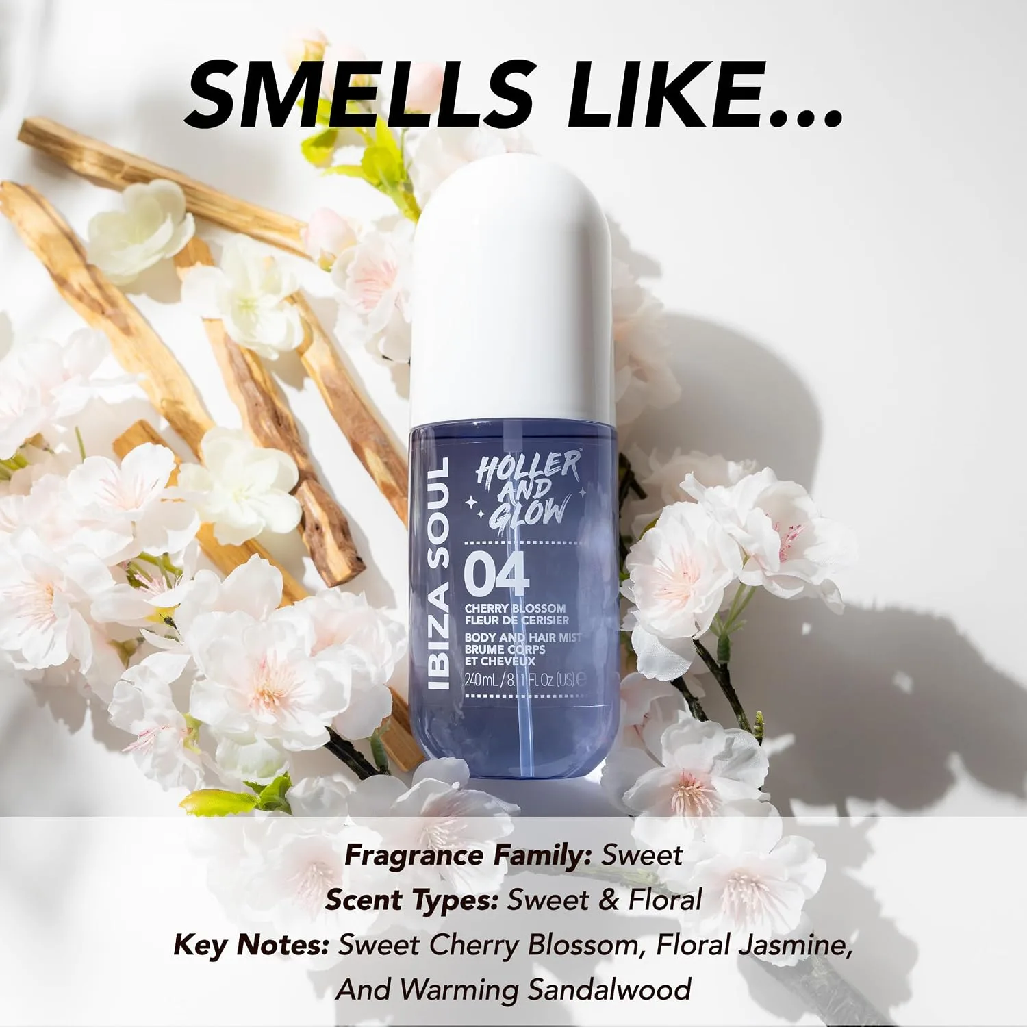 Holler Ibiza Soul Cherry Blossom Body And Hair Mist, 8.11 Fl Oz (Pack of 2)