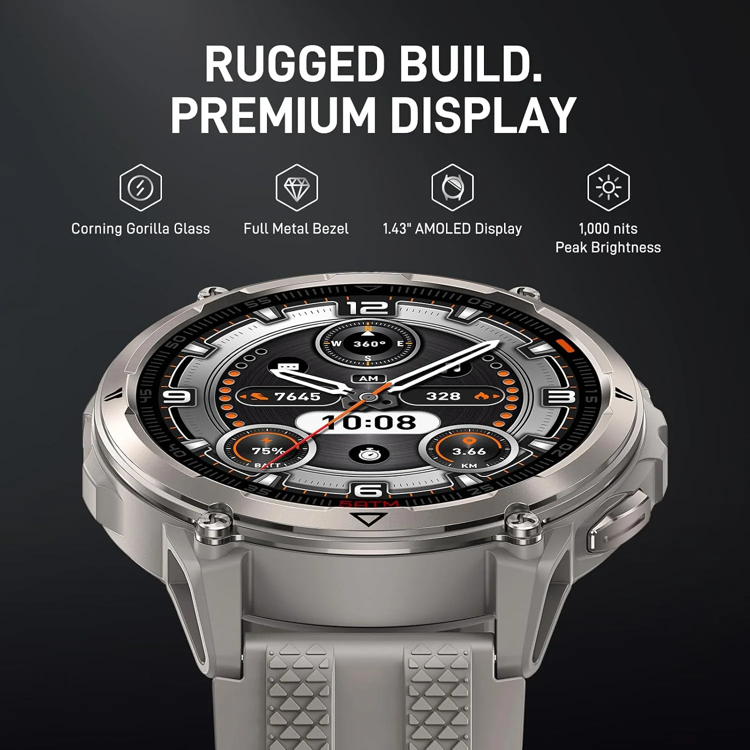 KOSPET ORB 2 Rugged Smart Watch, 5 ATM & IP69 Waterproof, Dual-Band GPS