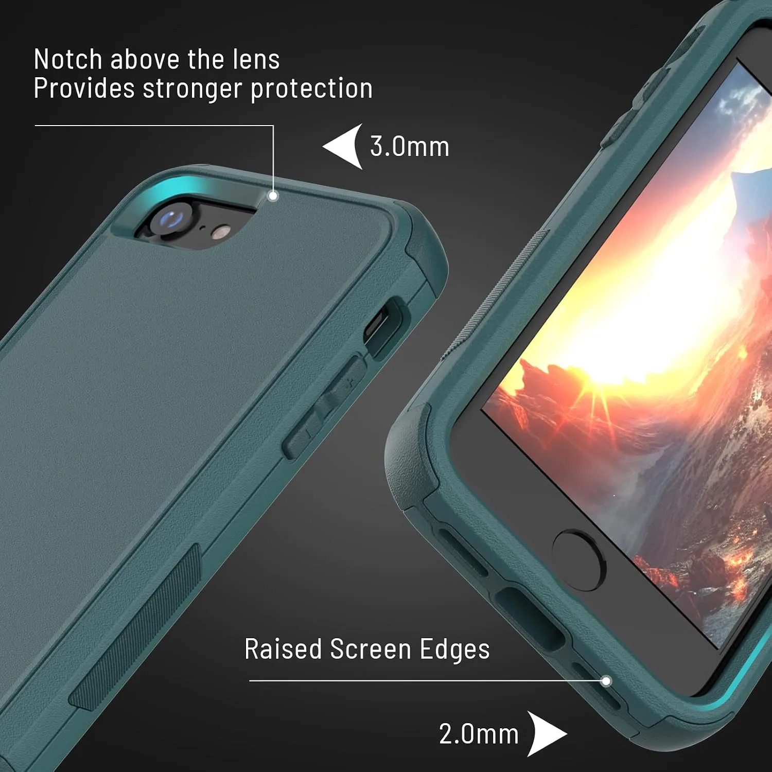 X-belmox Heavy Duty Phone Case for iPhone SE 2022 (3rd Gen), Dark Green