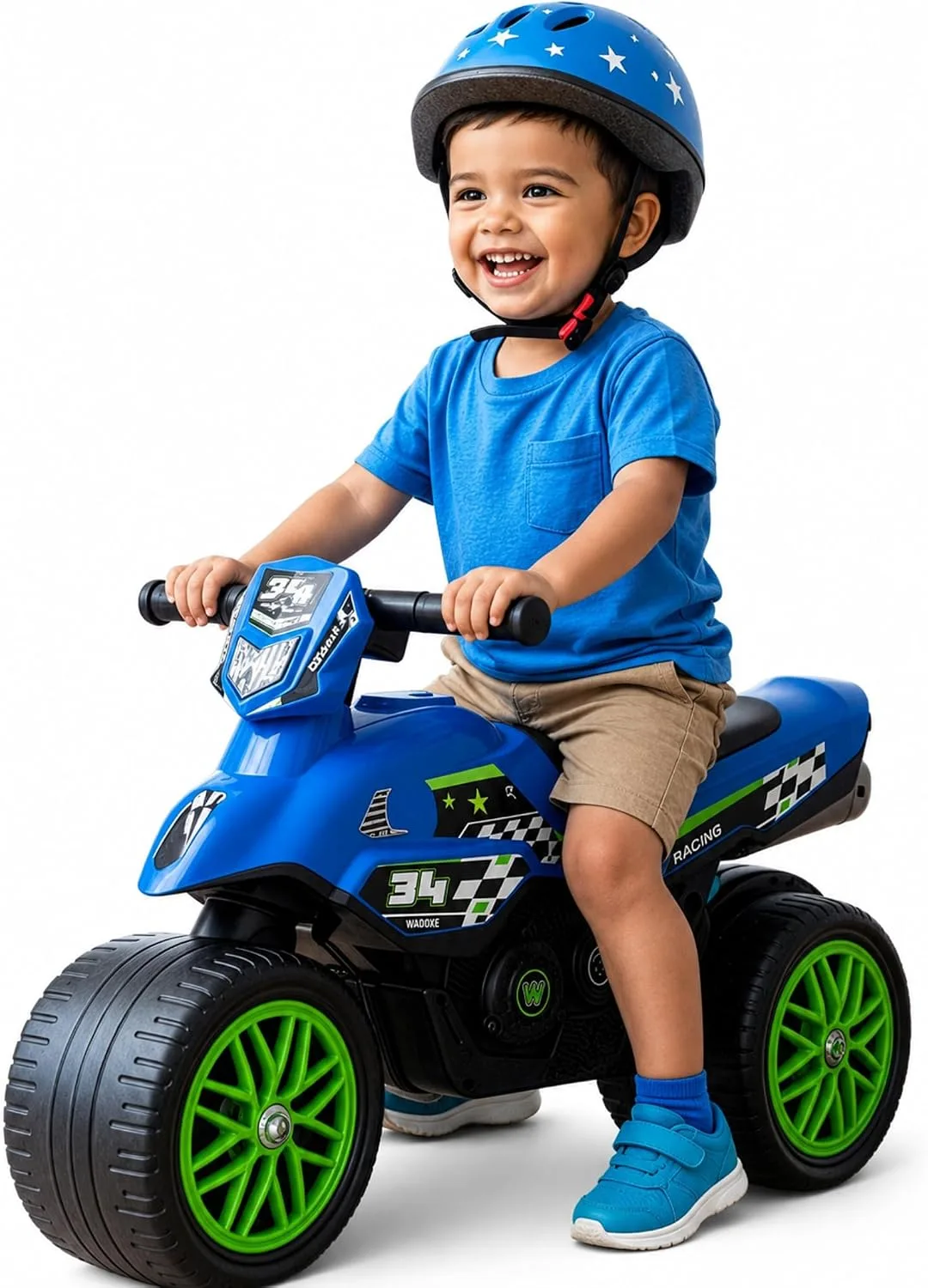 Waddle Kids Motorcycle Balance Bike - Toddler Ride on Toys w/Sounds, Wide Wheel Base, Rubber Coated Wheels, Foot to Floor Toddler Car Up to 44 Lbs, Motorbike for Kids Ages 18 Months to 3 Yrs, Blue