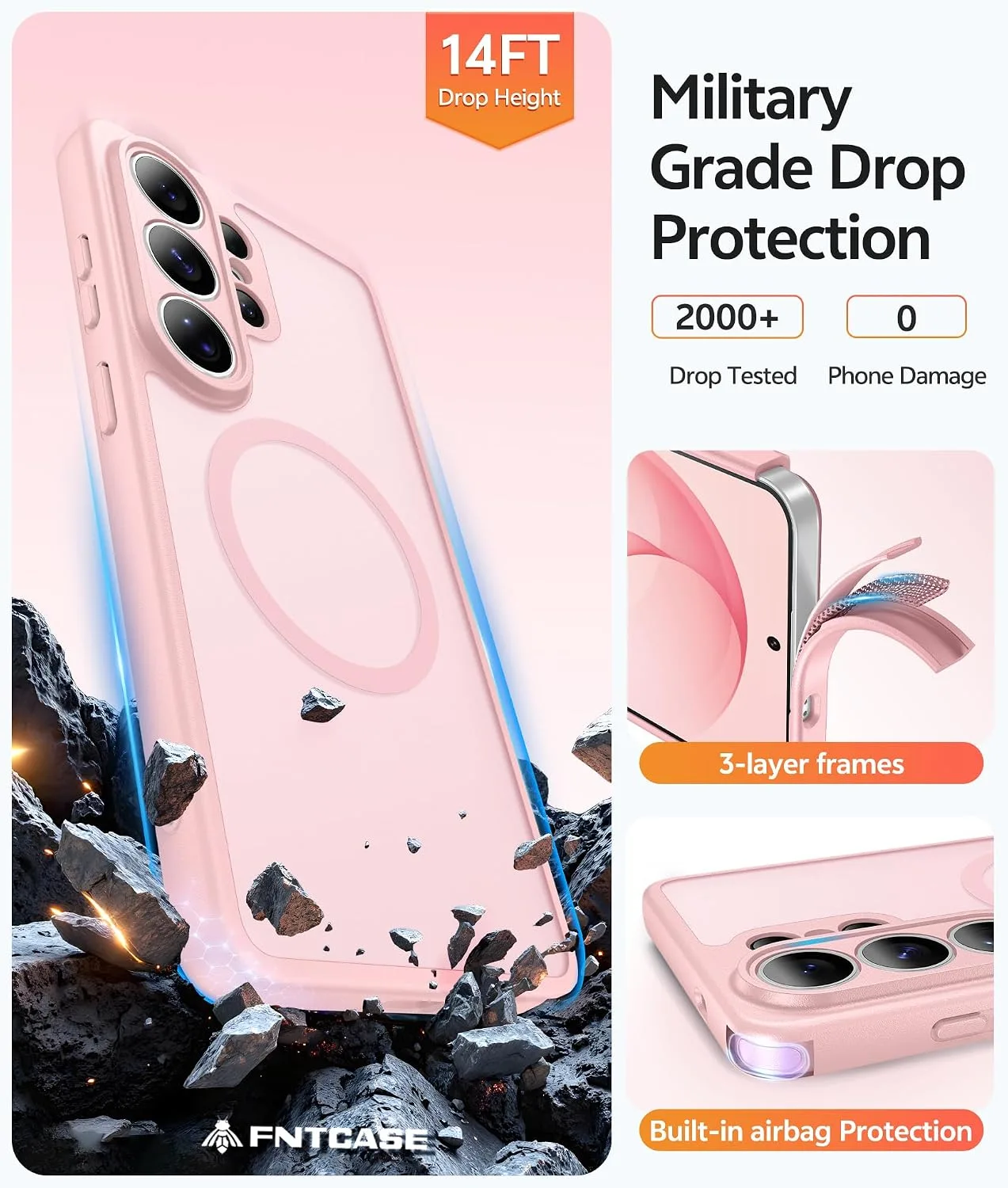 FNTCASE for Samsung Galaxy S26 Ultra Case, Fit for Magsafe, Pink