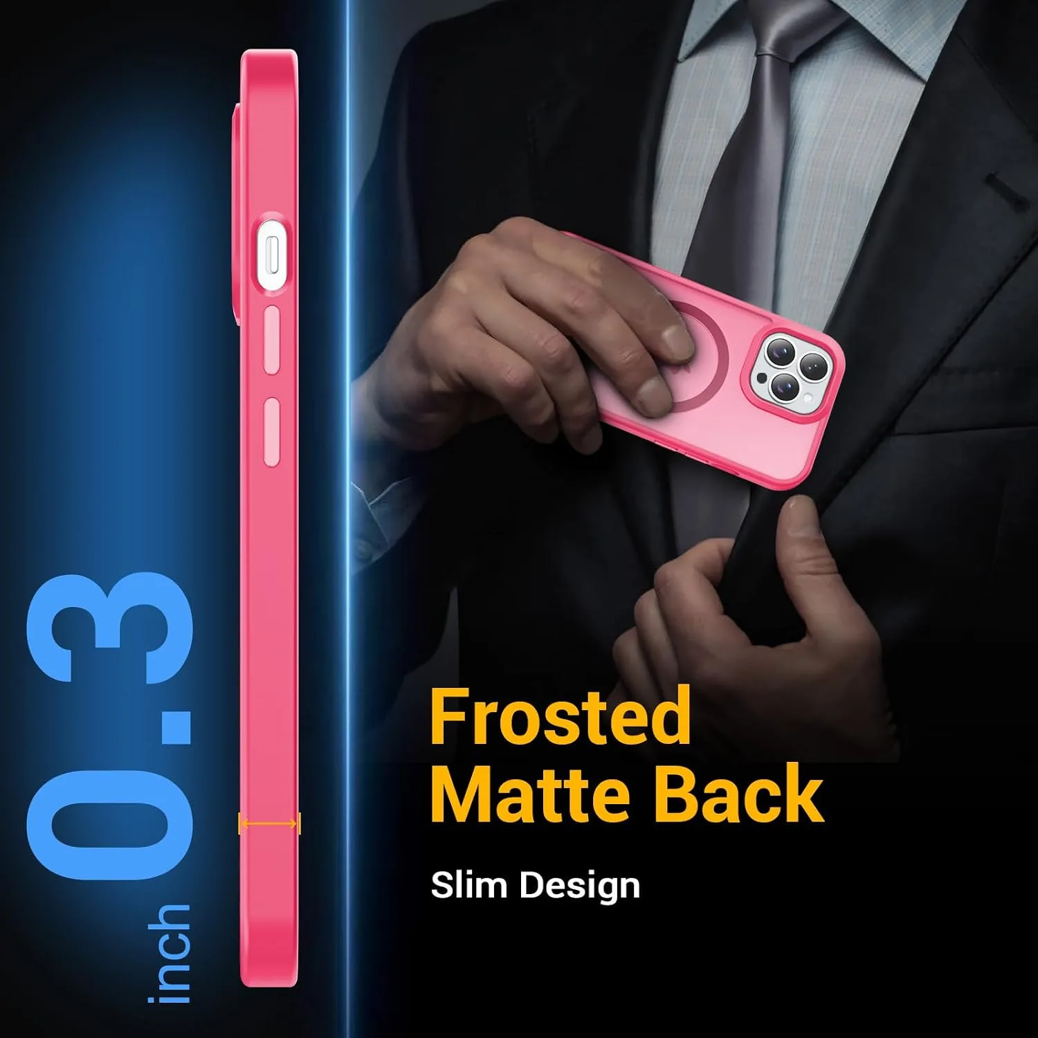 Temdan for iPhone 14 Pro Max Case Hot Pink