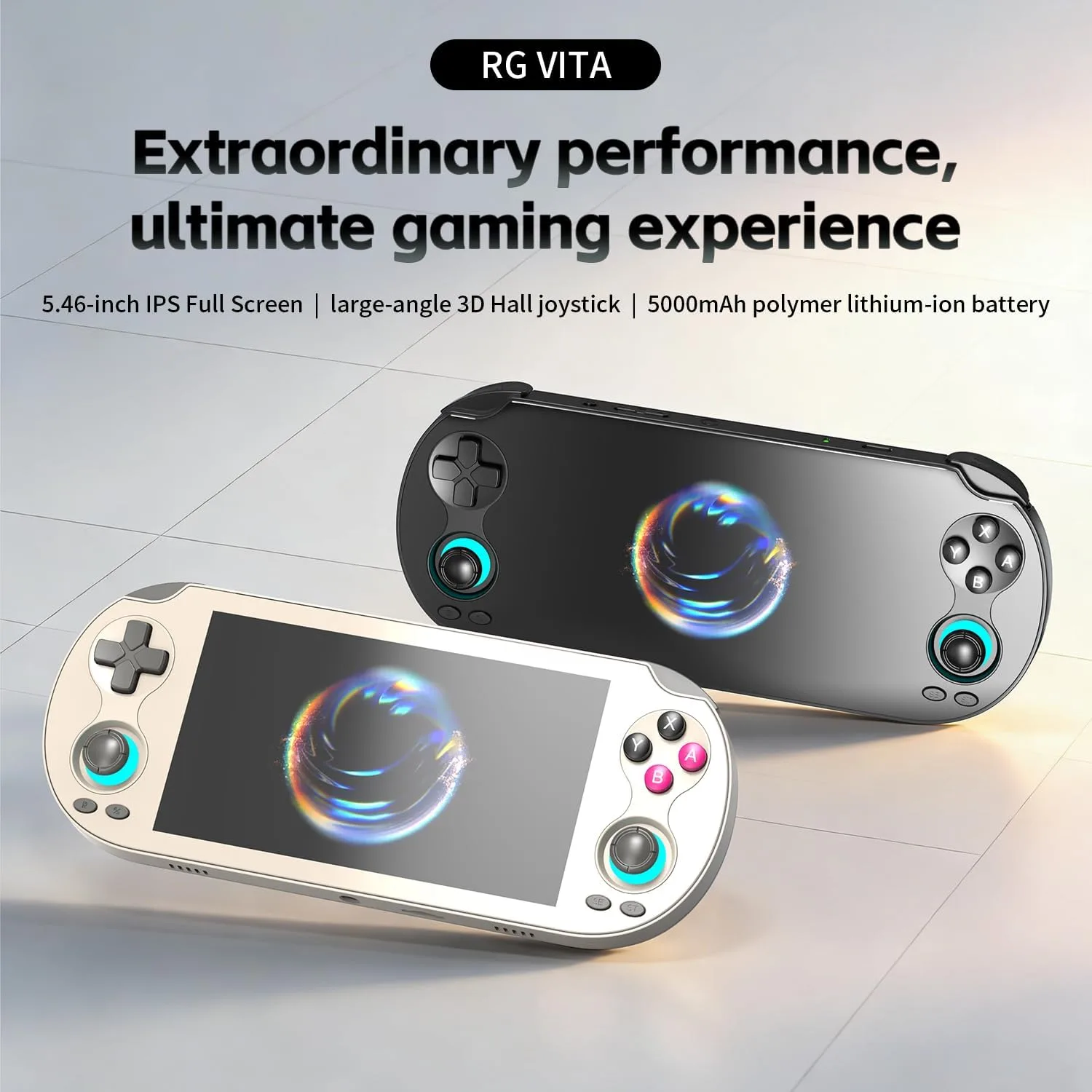 RG VITA Handheld Game Console, Android 12 Retro Gaming Console with 5.46 Inches IPS Touch Screen, 3GB+64GB, Portable Game Console Support Multi-Emulator and WiFi 5 Bluetooth 5.0 (Black)
