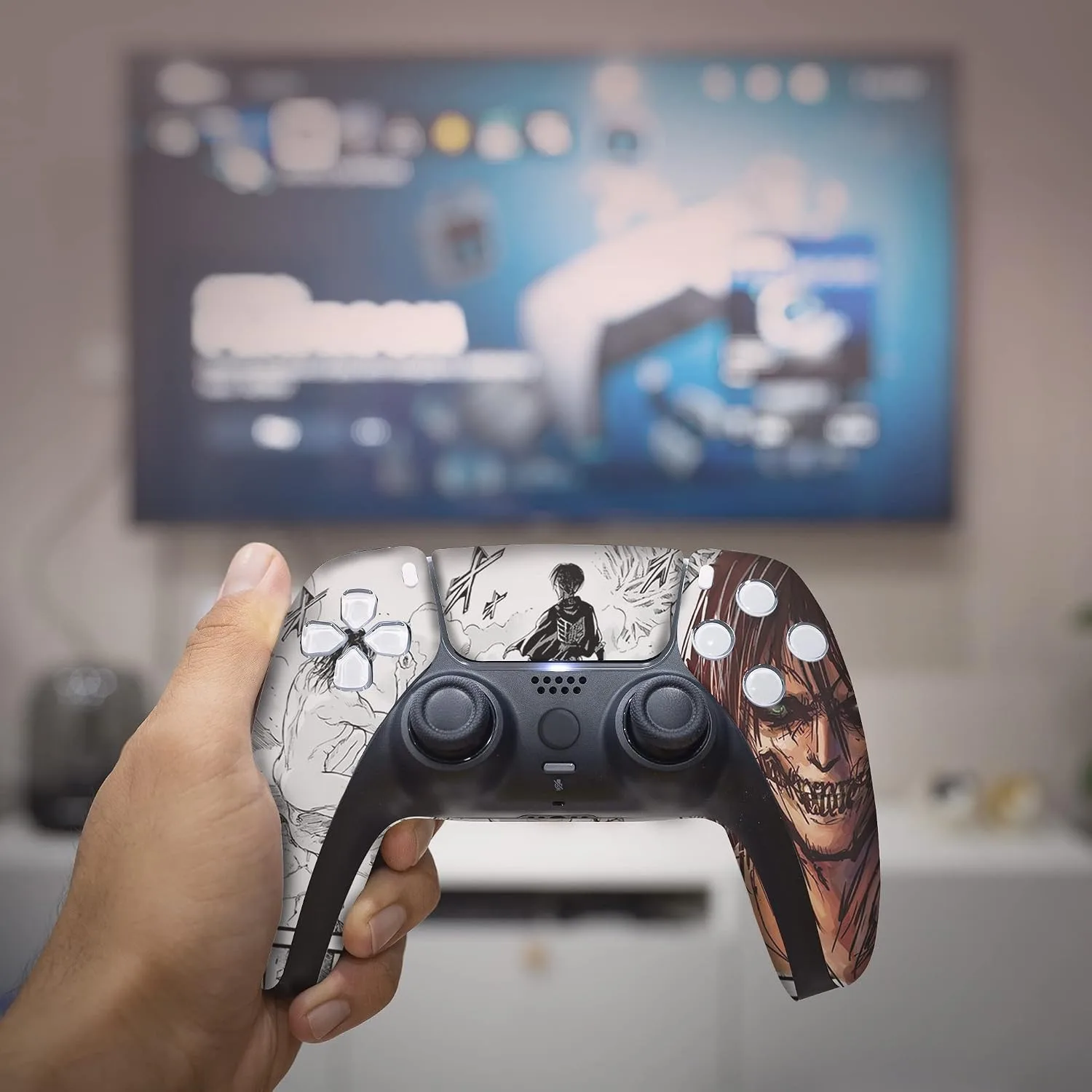 Attackk on Tittan Custom PS-5 Controller Wireless compatible with Play-Station 5 Console by BCB Controllers | Proudly Customized in USA with Permanent HYDRO-DIP Printing (NOT JUST A SKIN) (MODDED)