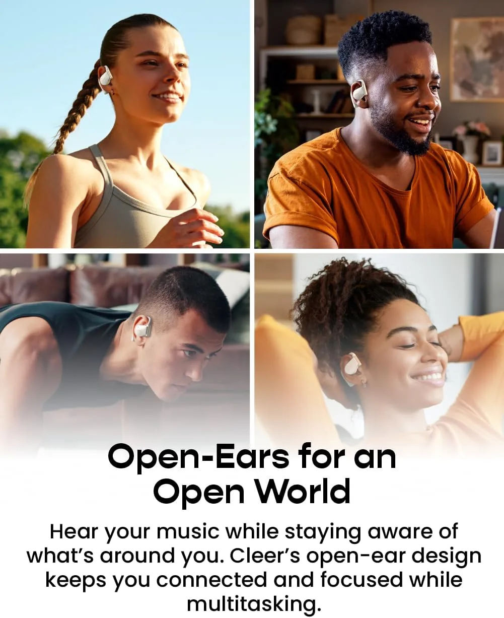Cleer ARC 5 Open Ear Earbuds with Dolby & THX Audio, White