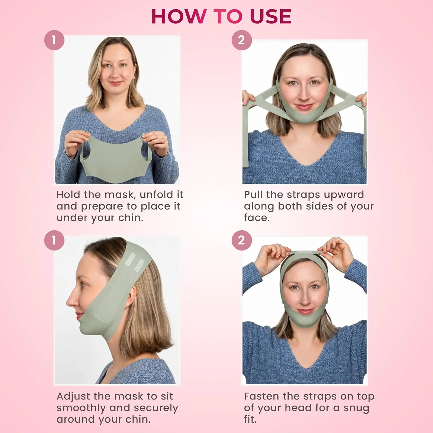 V-Line Chin Up Mask – V Shaped Face lift mask for Double Chin Reducer, Jawline Shaper Chin Strap for Sleeping Adjustable Face Slimmer for Women