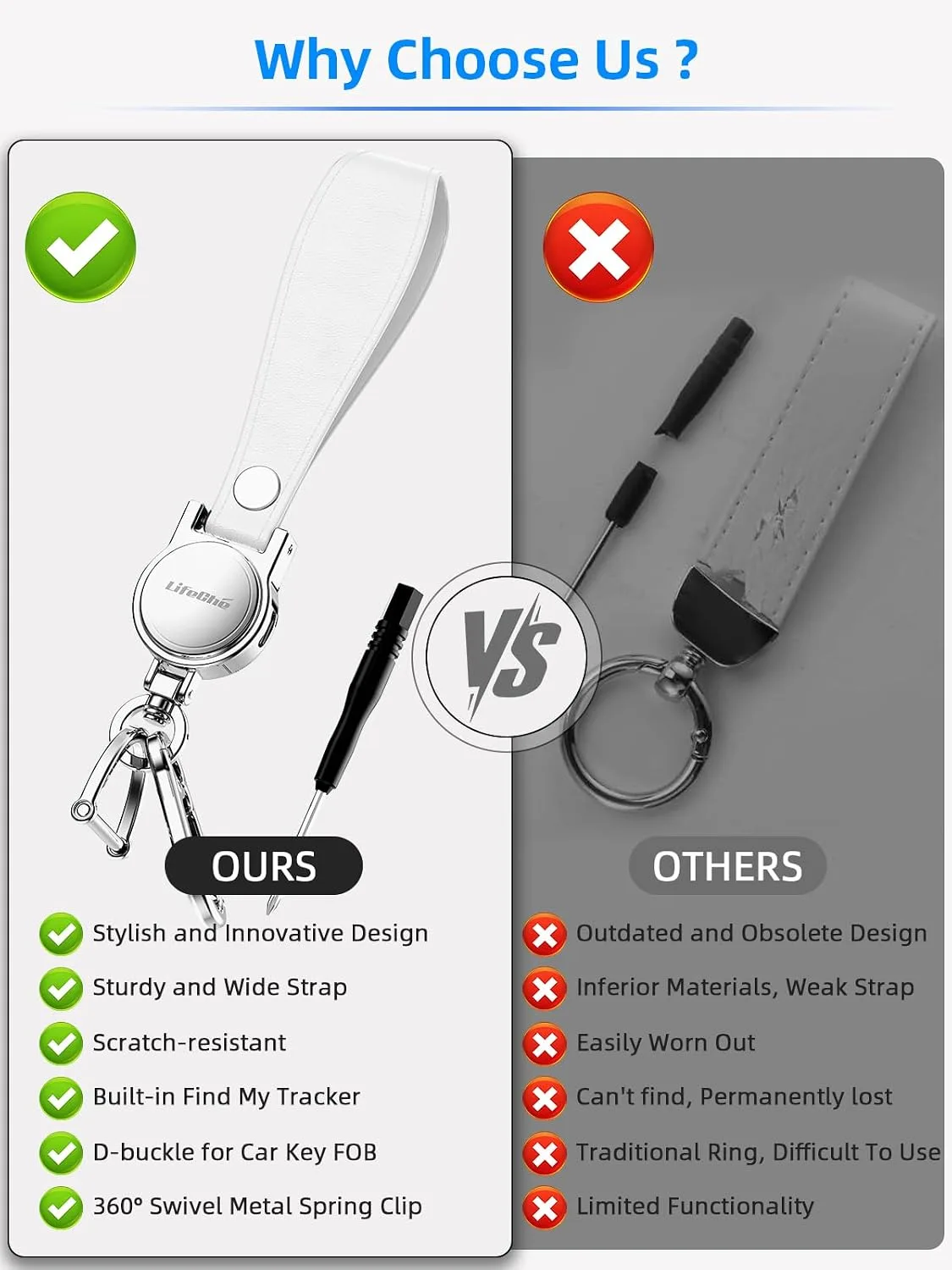 Find My Key Finder, Stainless Steel Keychain, Rechargeable Tracker
