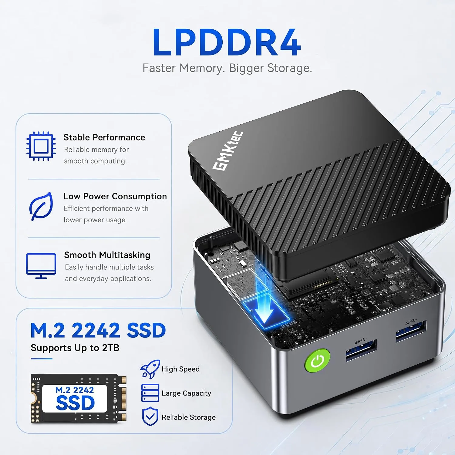 GMKtec G5S Mini PC Intel N5095 8GB LPDDR4 128GB SSD Desktop Computer