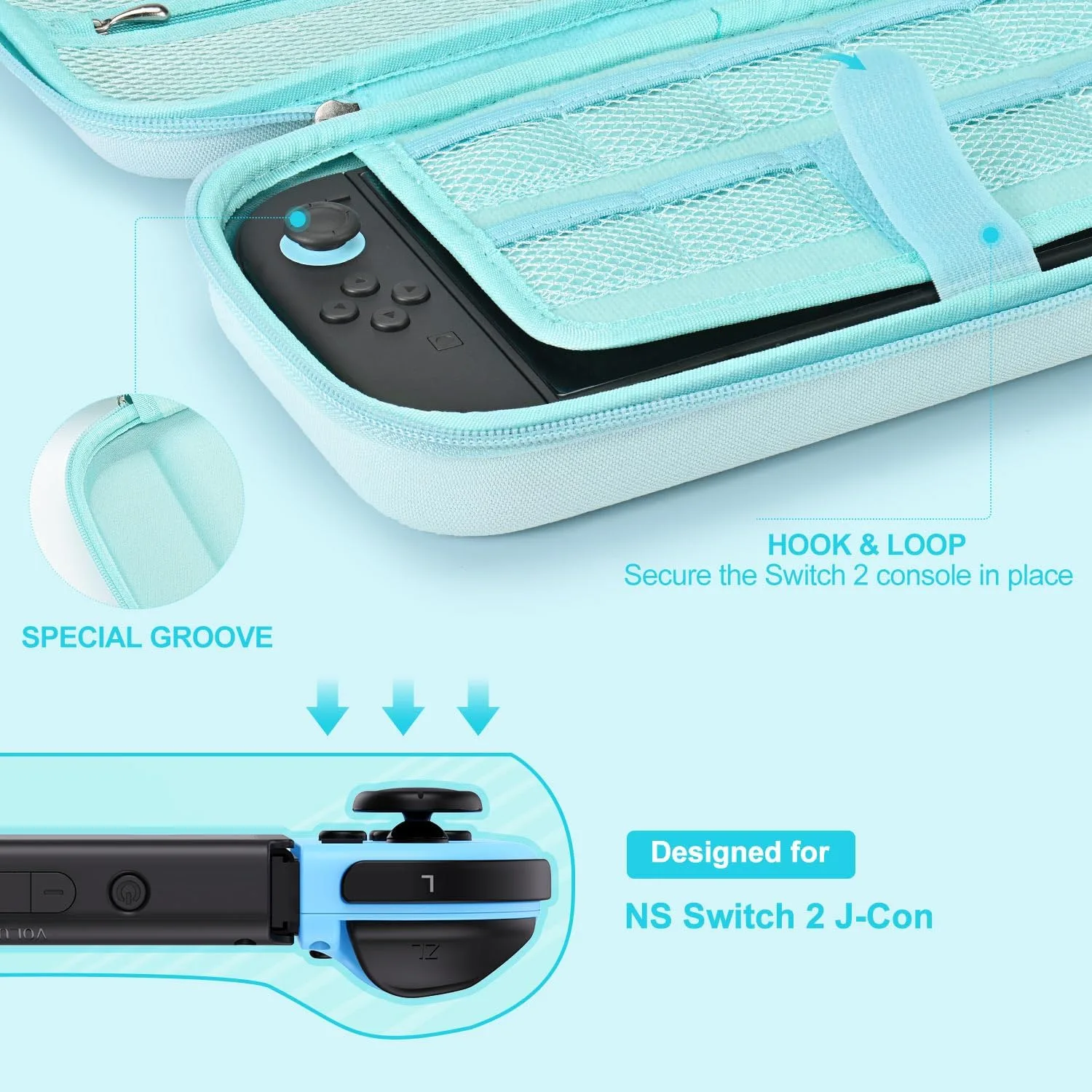 innoAura Switch 2 Carrying Case for NS Switch 2 (2025), with 9 Game Card Slots, Protective Travel Storage Case, Cute Pendant and Sticker, Blue