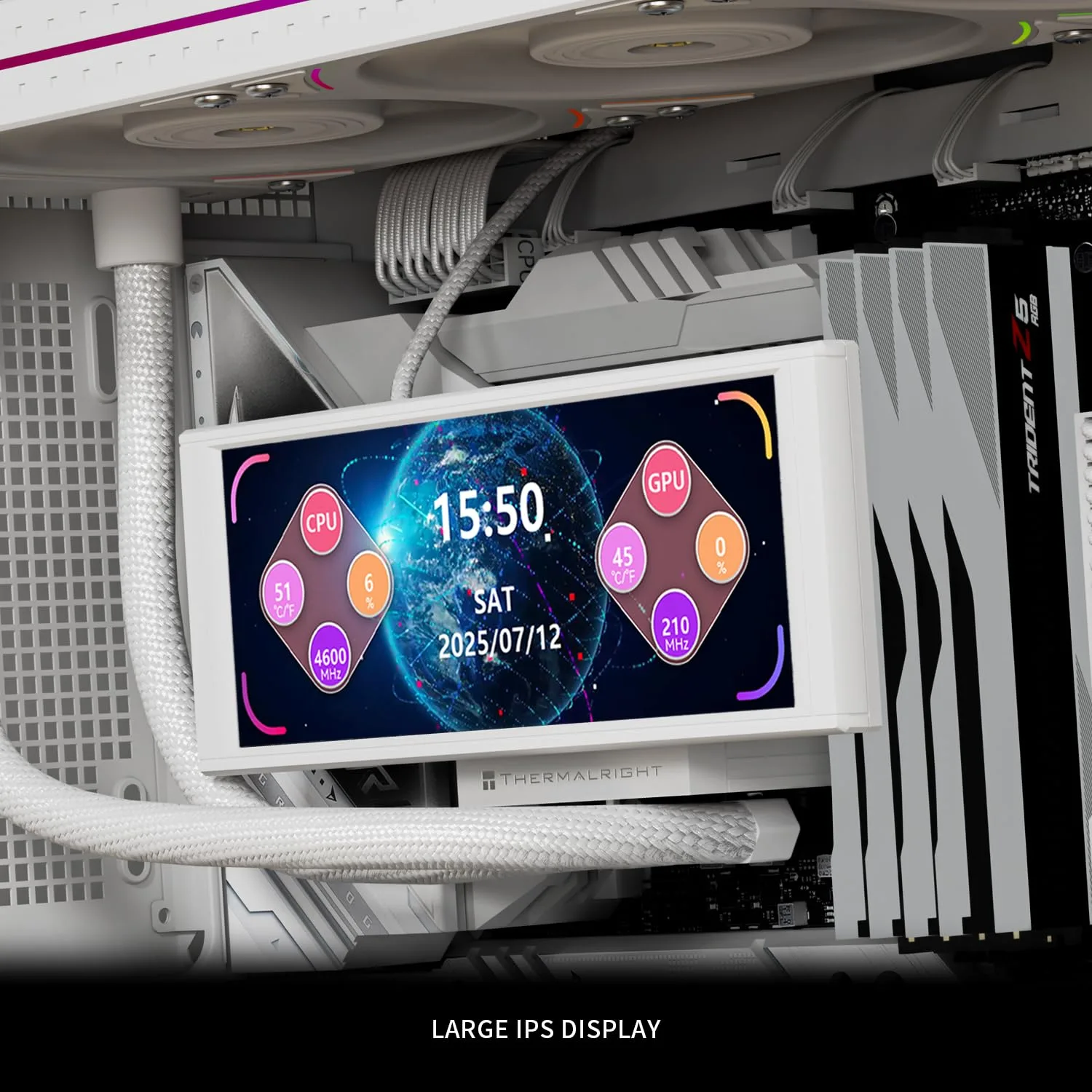 Thermalrlght Trofeo Vision 360 ARGB White CPU Aio Cooler,CPU Water Cooling System,6.86inch IPS Long Screen with 1280x480 Resolution,for AM4/AM5,LGA1851/1700,Magnetic Screen is not Limited