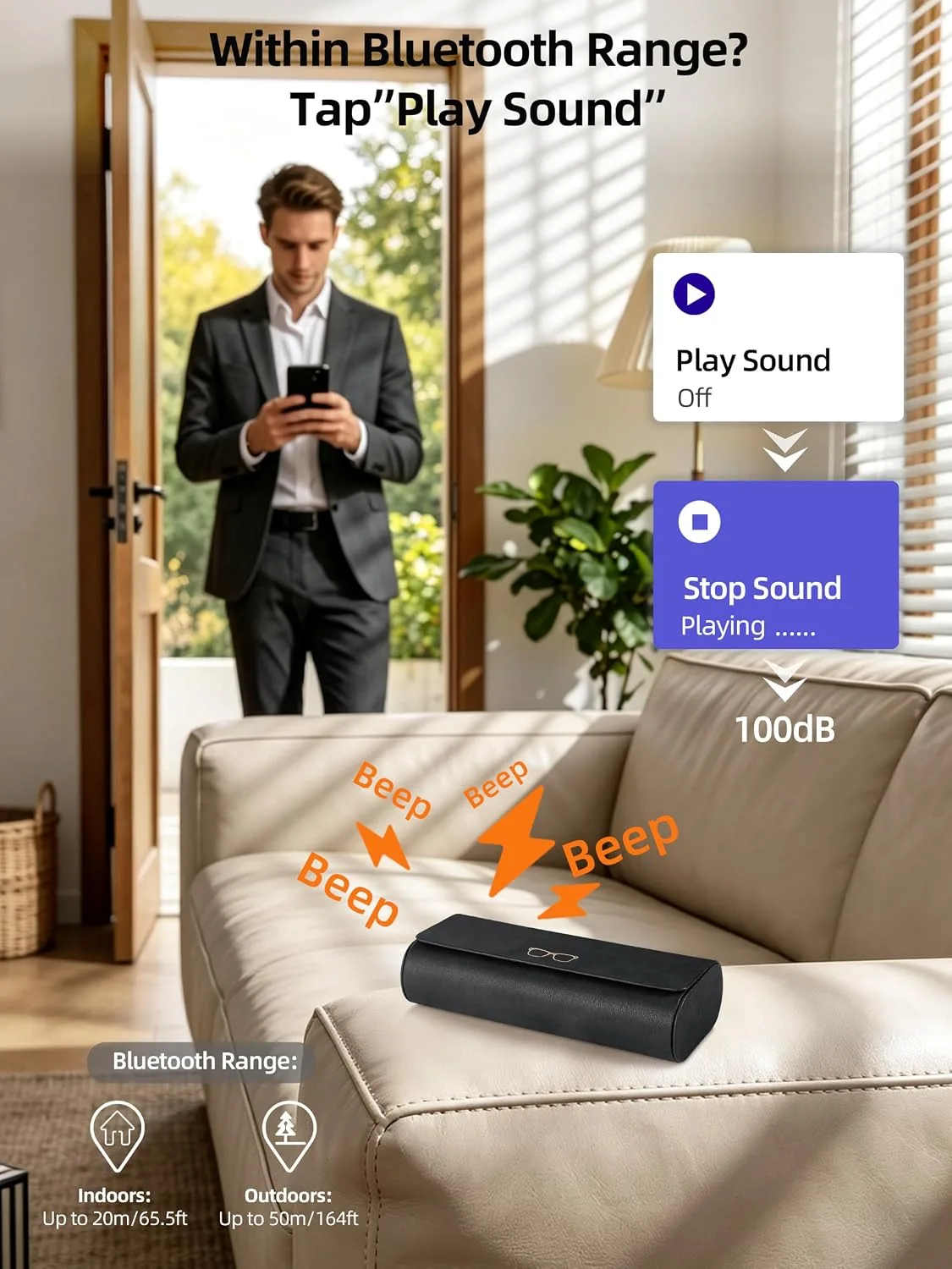ExtreLife Smart Glasses Case, Works with Apple Find My, Rechargeable