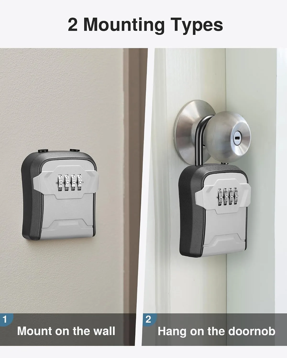 Puroma Key Lock Box for House Keys Combination Lockbox with Code, 1 Gray