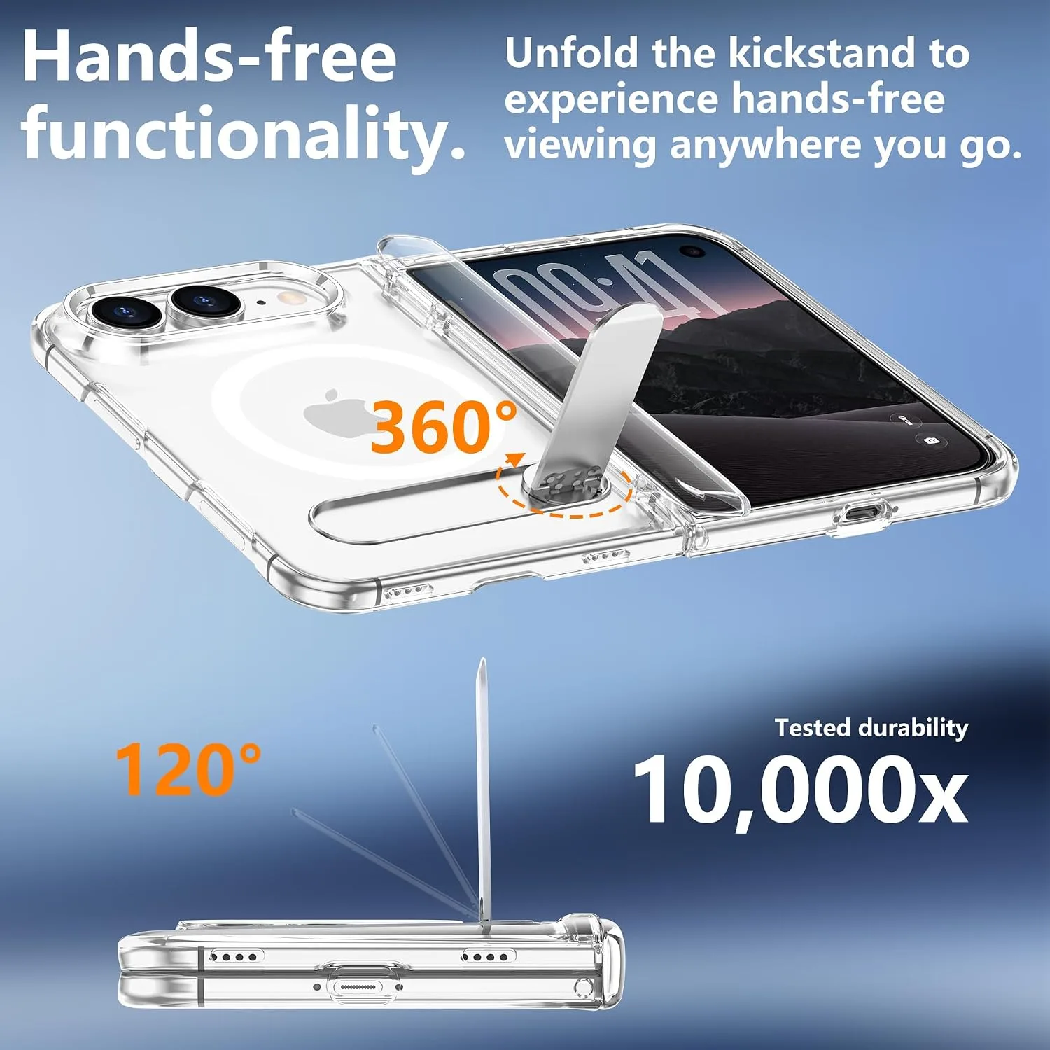 Magnetic for iPhone Duo Case Clear with Stand & Screen Protector,Anti Slip