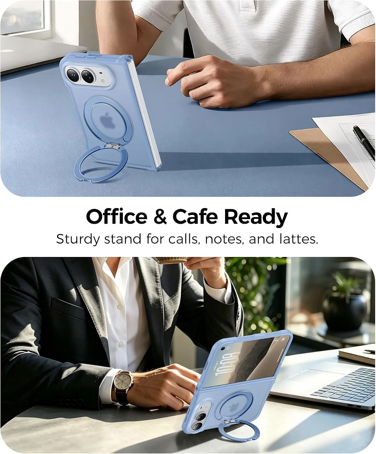 FNTCASE for iPhone Duo Case with 360 Spin Magnetic Stand Light Blue