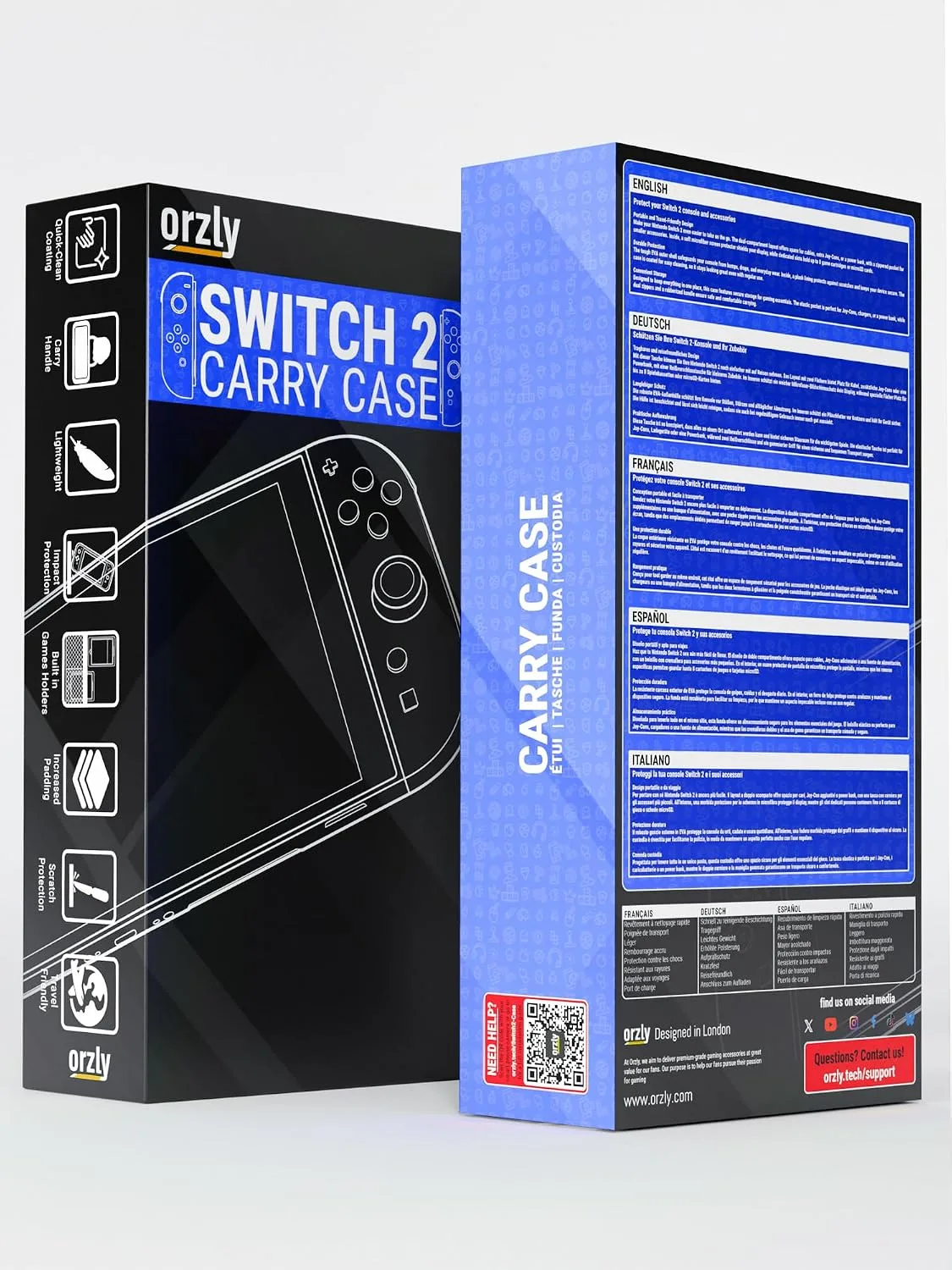 Orzly Case Compatible with Nintendo Switch 2 – Protective Travel Carry Case with Screen Padding, Game Card & microSD Slots, Zipped & Open Pockets for Accessories – 7.9" Gift Boxed