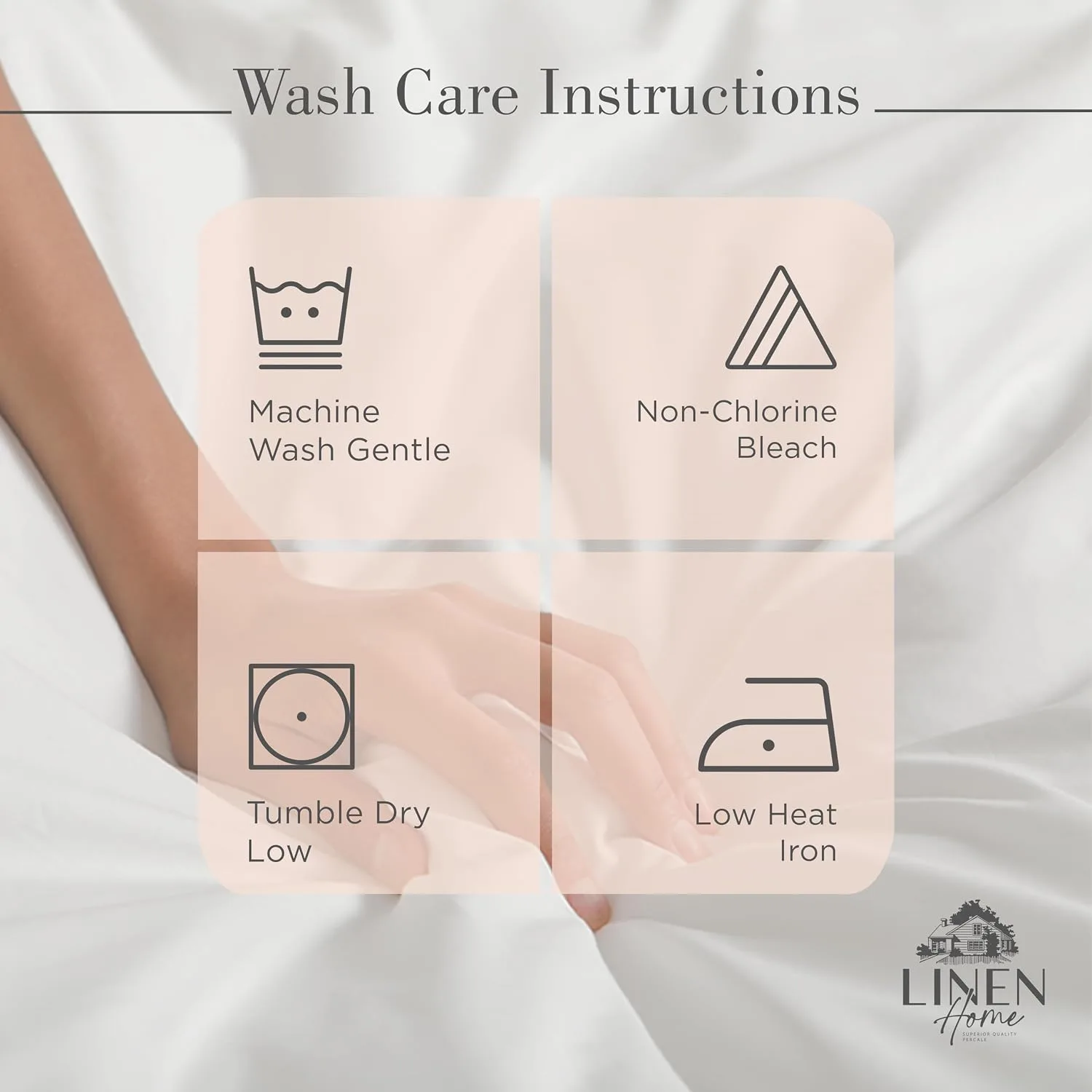 Linen Home 100% Cotton Percale King Sheets, 4Pc Cooling Set Tropical Peach