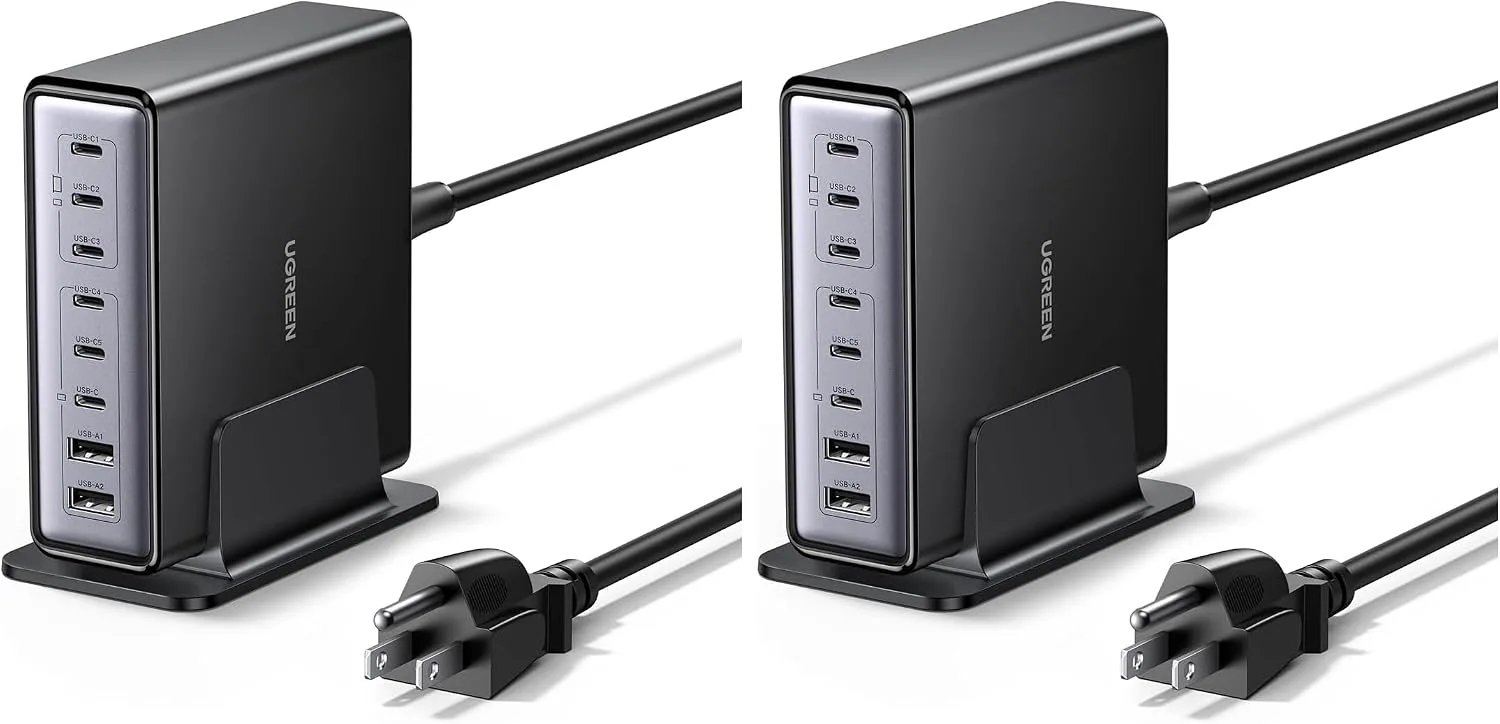 UGREEN Nexode 200W GaN USB C Charging Station, 8-Port Desktop Charger with PD 100W for MacBook Pro 16"/Air, Dell XPS, iPad Pro, iPhone 17/16/15, Galaxy S25/S24, Pixel 10/9 (Pack of 2)