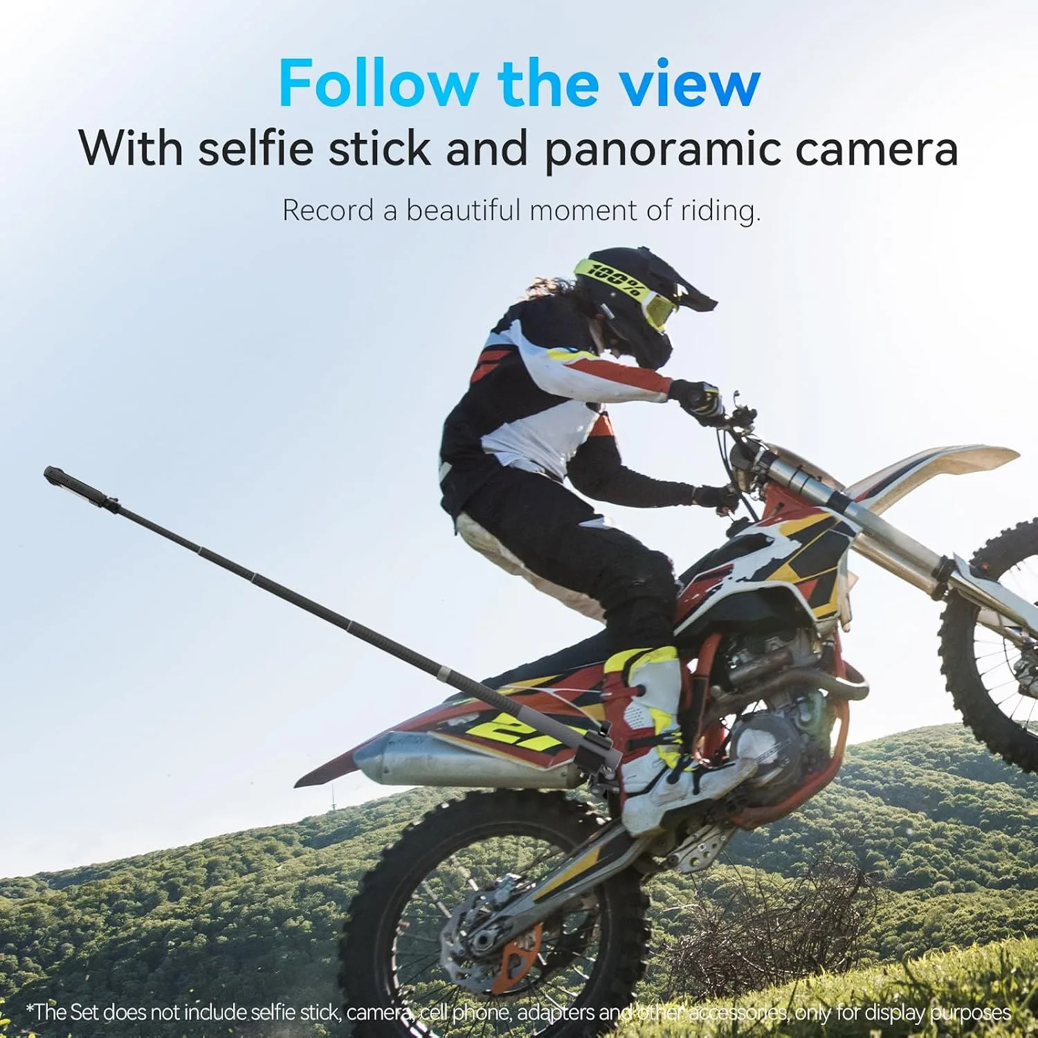 TELESIN 360 Dual Ball Clamp Mount, Bike Bicycle Motorcycle Handlebar Stick Pole Mount Holder Accessories for DJI Action 6/5/4/3, GoPro Mission 1 PRO, Hero 13 12, Insta360 Luna Ultra 360 X5, Xtra Muse