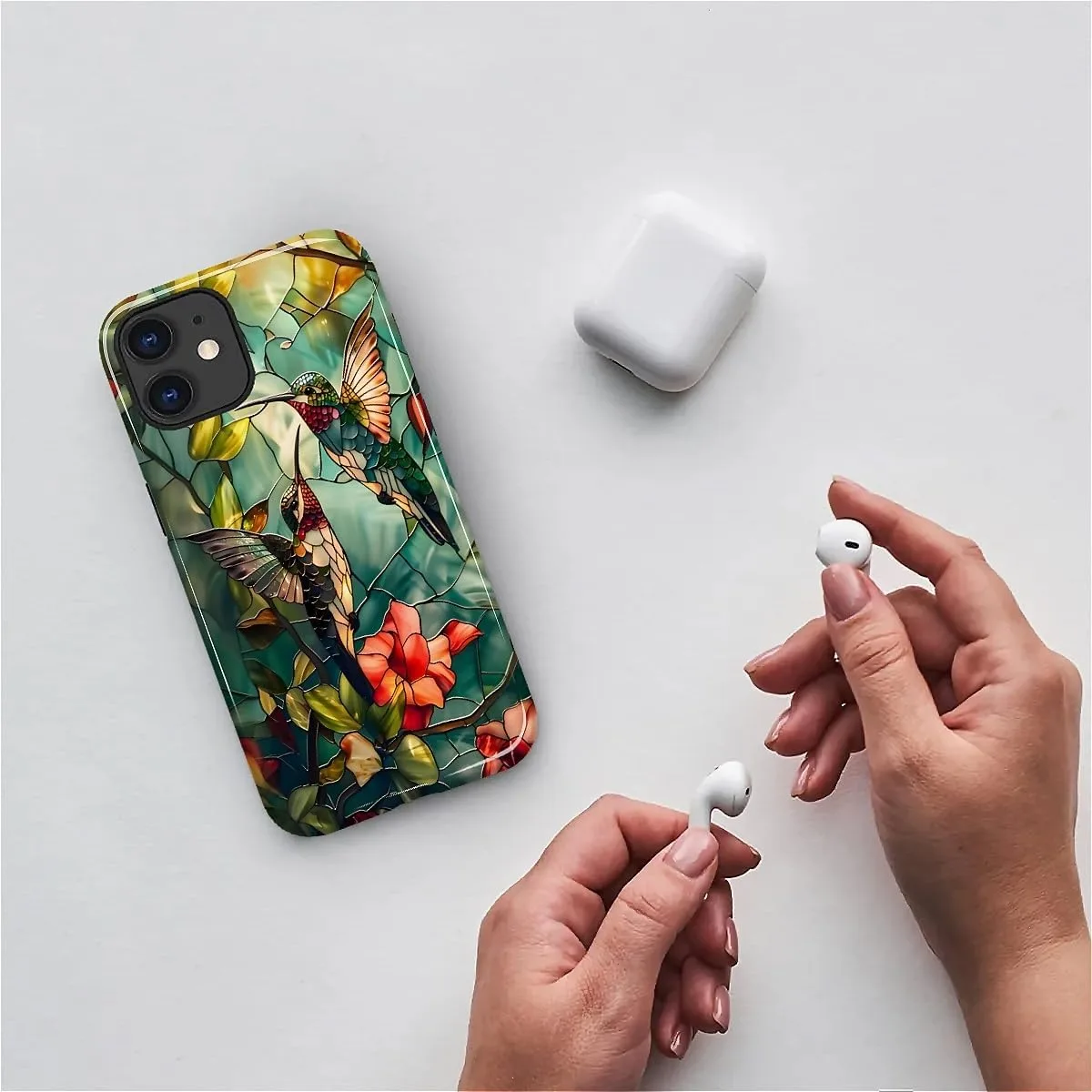 DAIZAG Case for iPhone 11,Mixed 2 Layer Design Shockproof Soft TPU Ddouble Protection Phone Case for iPhone 11-Gorgeous Hummingbird