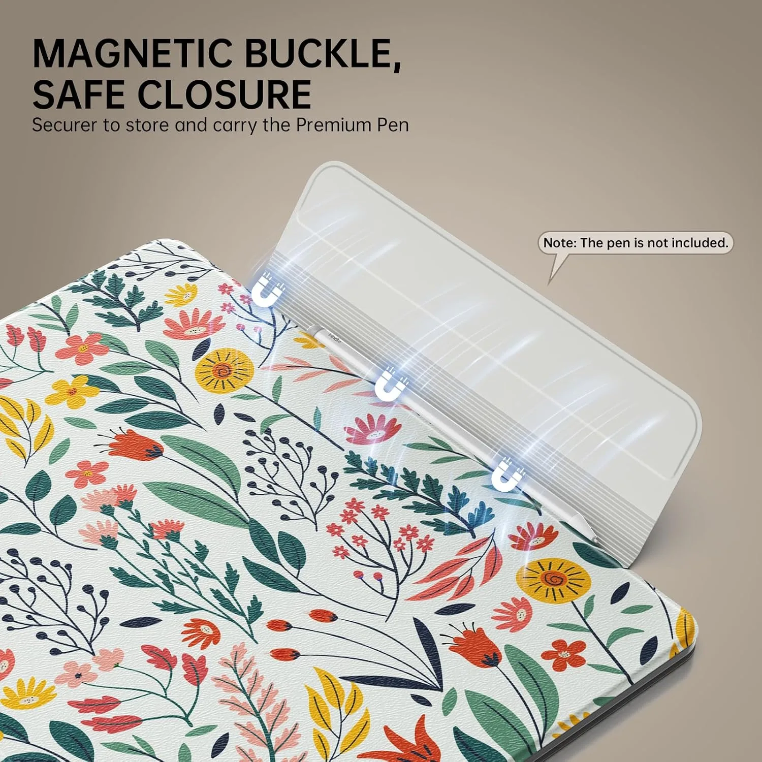 MoKo Magnetic Case for 11" Kindle Scribe 3rd & Colorsoft 1st, Flowers
