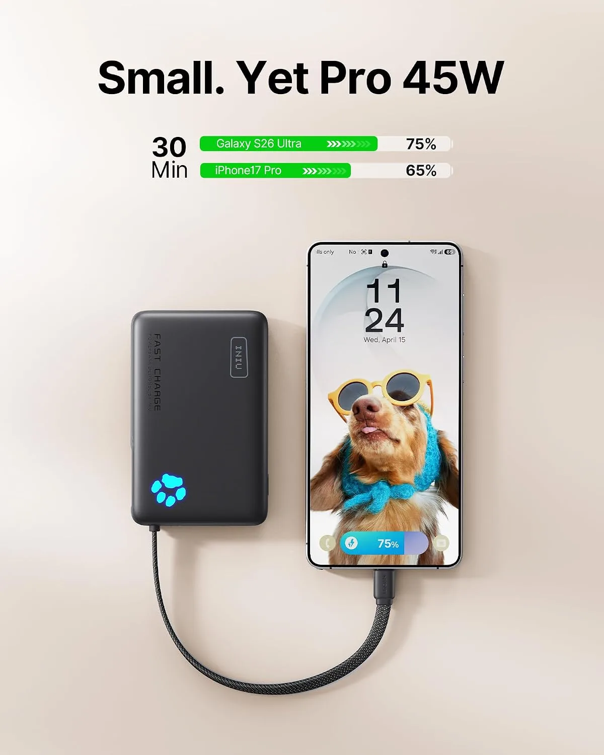 INIU 45W Fast Charging Tablet Portable Charger, Smaller 10000mAh Power Bank