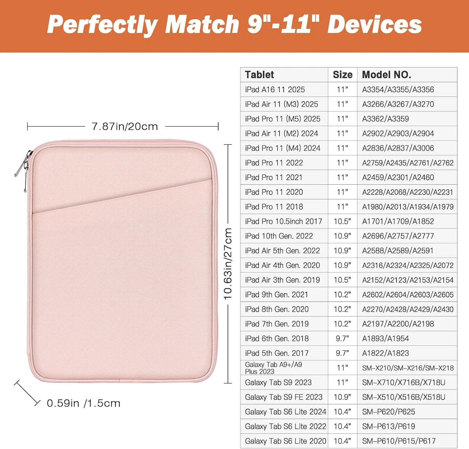 MoKo 9-11 Inch Tablet Sleeve Bag Carrying Case with Accessory Pocket