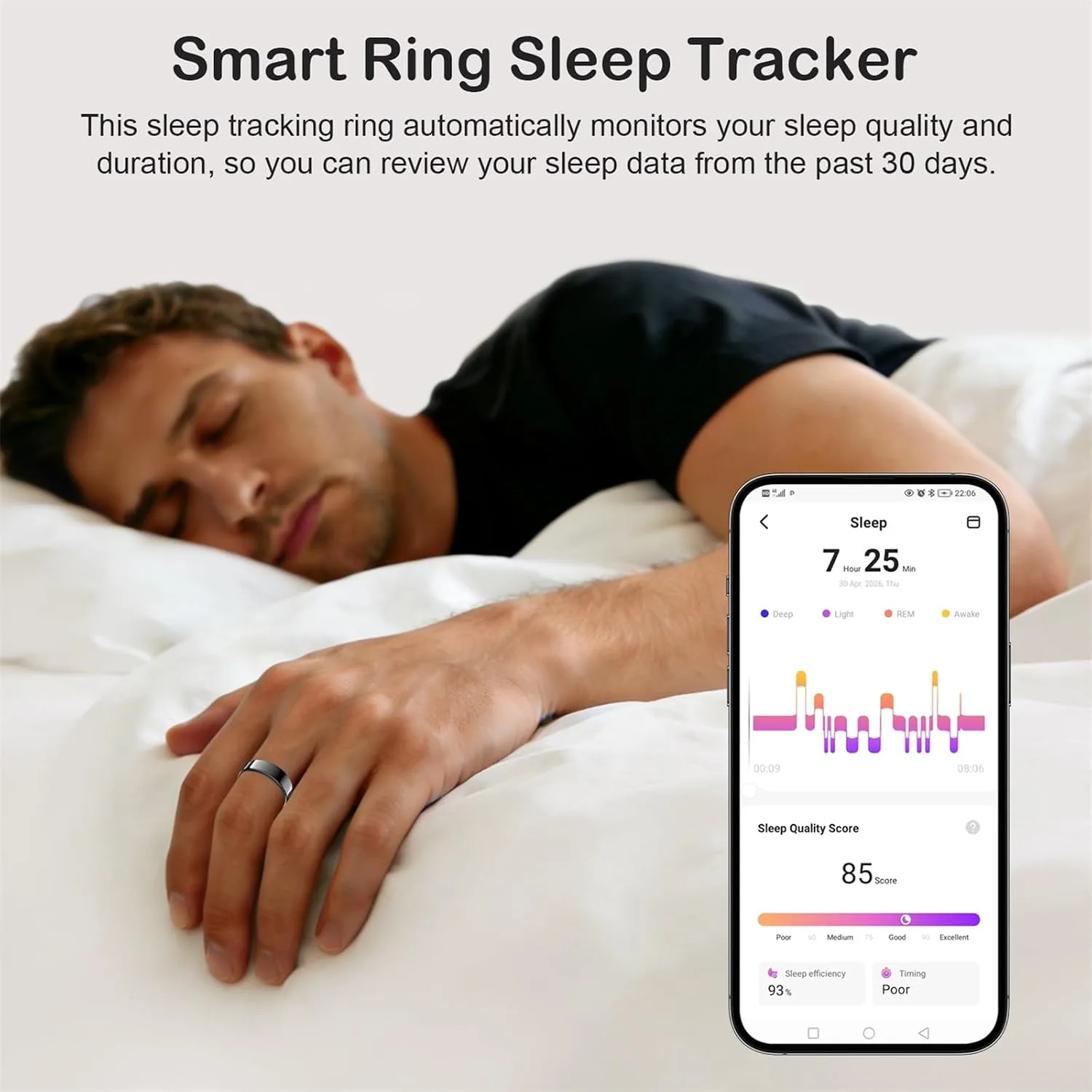 Smart Ring for Women Men, Sleep Activity Health Tracking Ring, Black 9