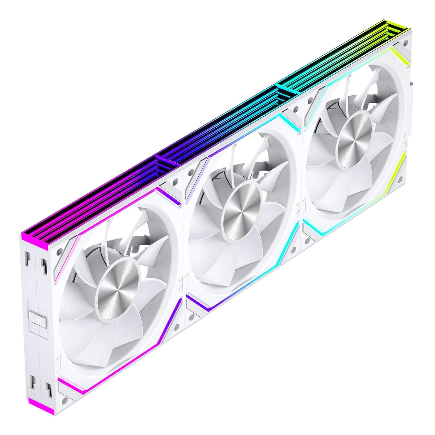 Interstellar V2 RS 120mm PC Reverse Blade Case Fan Infinity Mirror Module Daisy-Chain ARGB Fan Triple Pack Suitable Computer Cooling Fans 360mm AIO Cooler(White-3Pack)