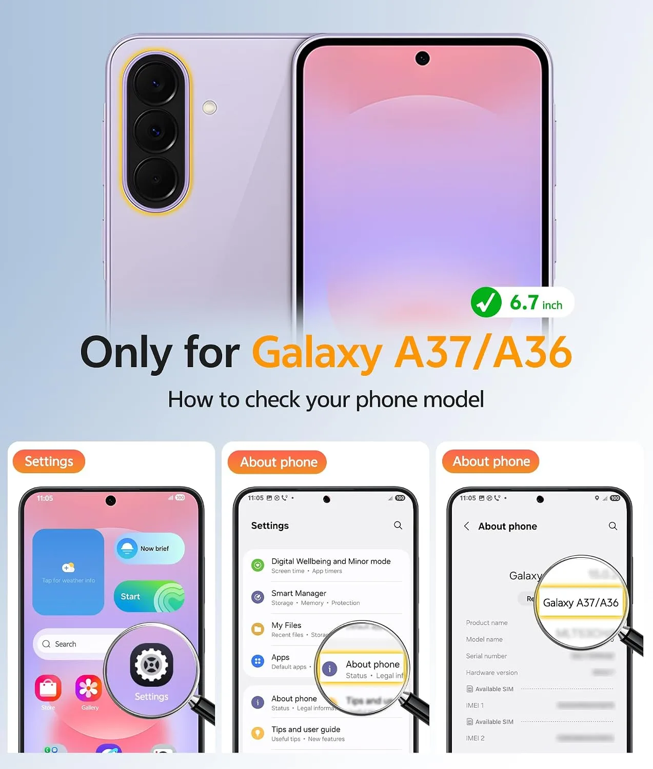 FNTCASE for Galaxy A37/A36 5G Phone Case, Fit for Magsafe, Screen Protector