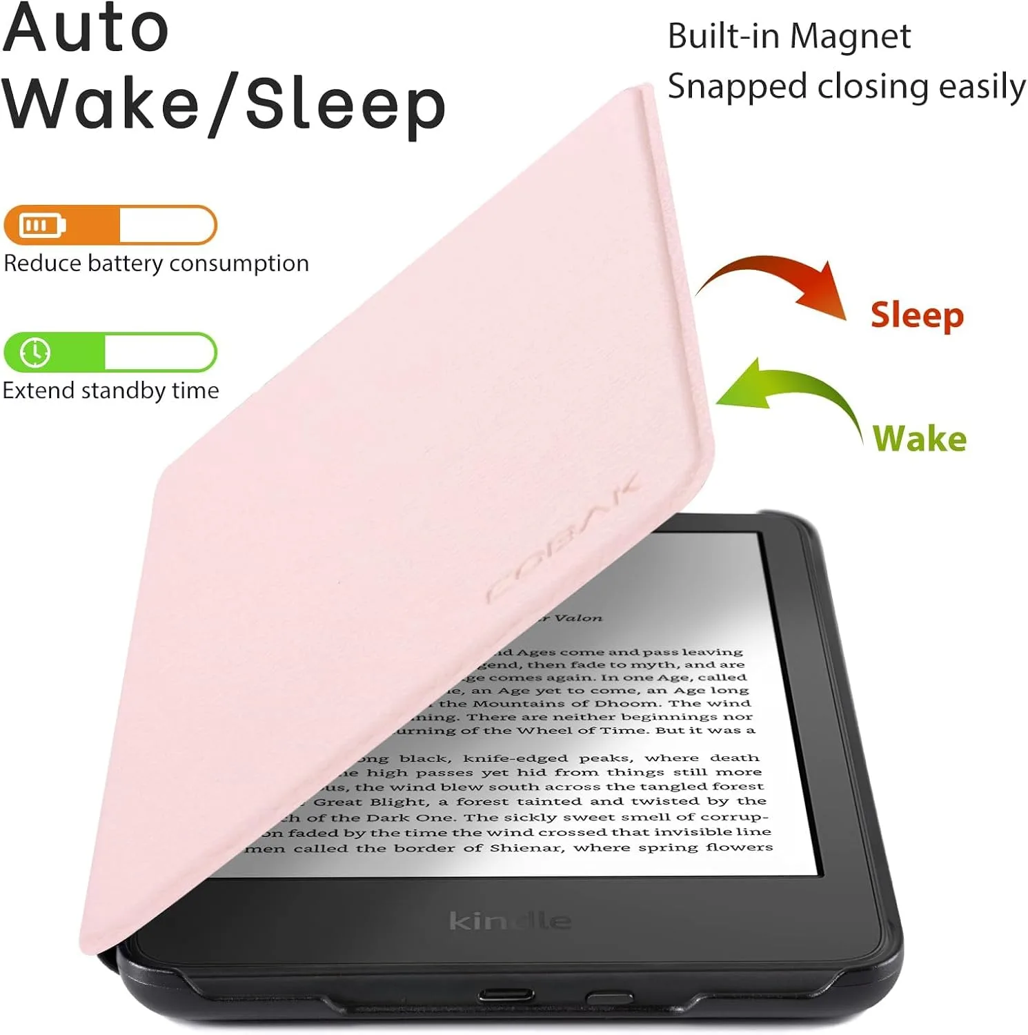 CoBak Case for 6" Kindle Basic 11th Gen 2024/2022, Pink