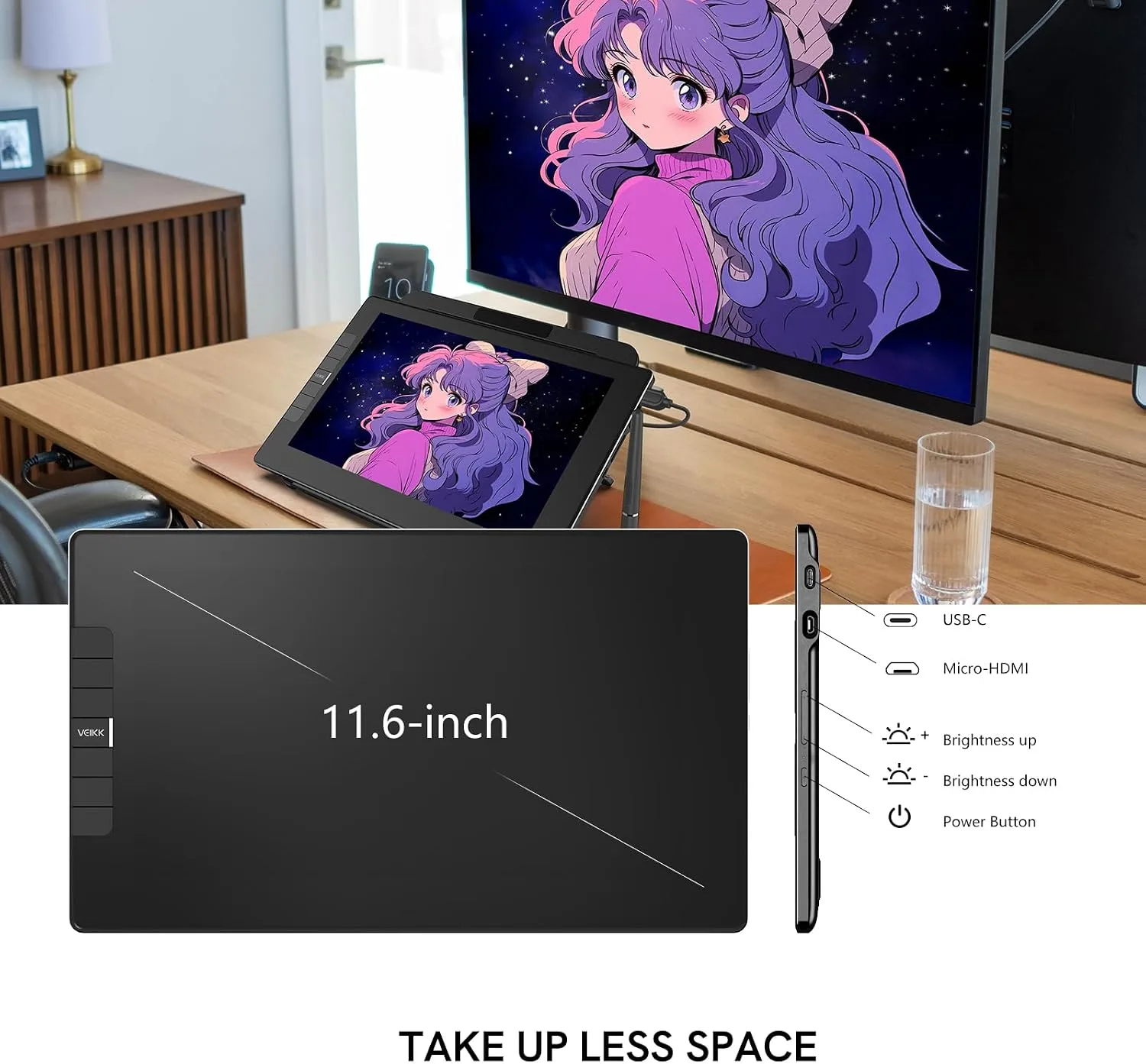 VEIKK VK1200 V2 Drawing Tablet with Screen,11.6'', 8192 Pressure Sentivity