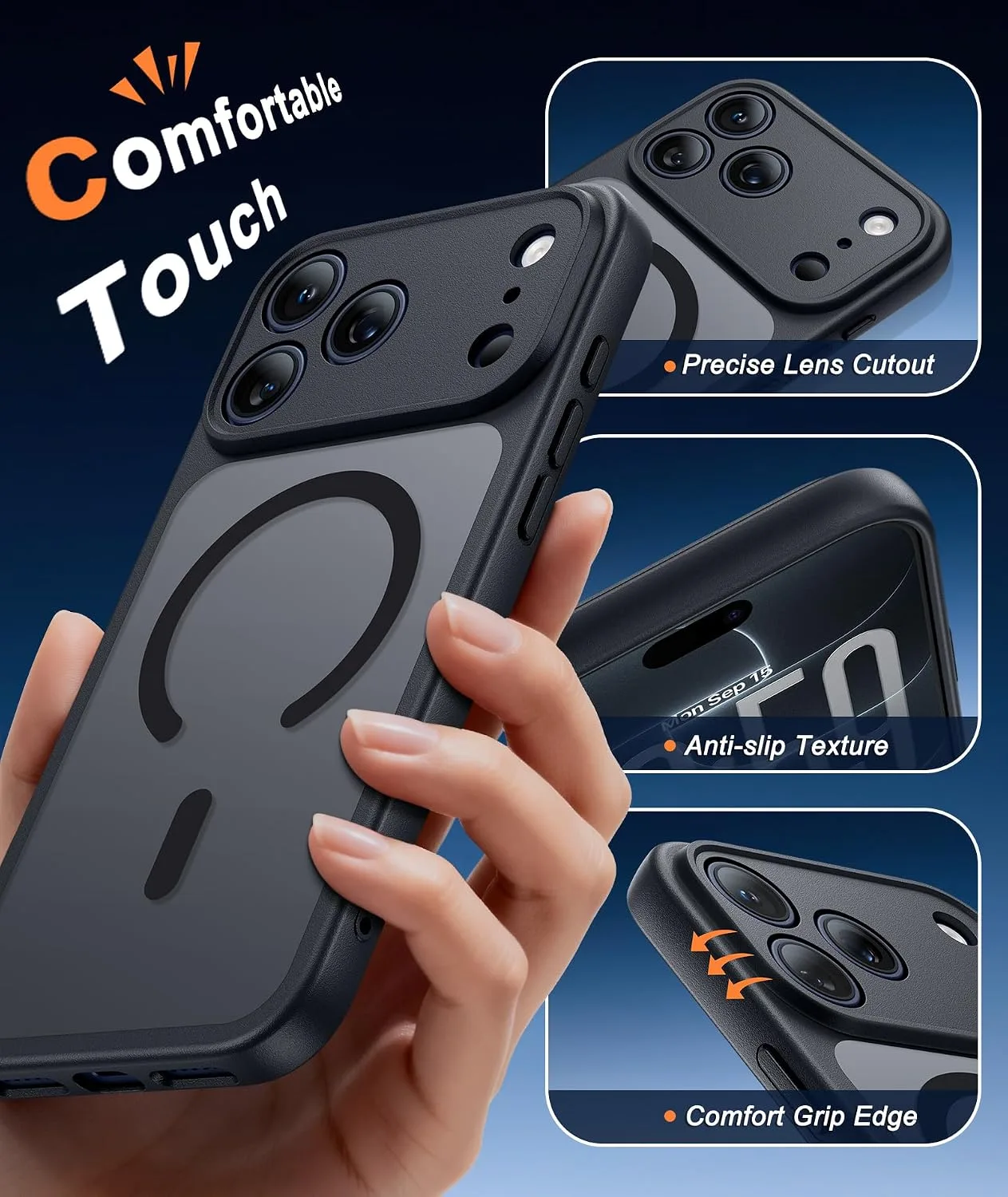FNTCASE for iPhone 18 Pro Case / 17 Pro Case Fit for MagSafe Black