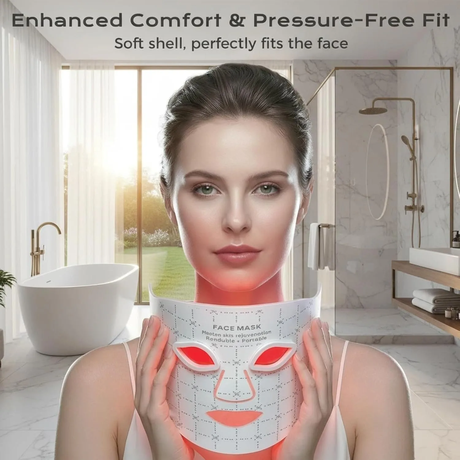 LED Light Therapy Mask 7-Color Red Light Therapy for Face for All Skin Type 2H Battery Life, Red Light Therapy Mask for Anti-Aging, Wrinkle Reduction & Acne, Soft Silicone Home Skincare Device