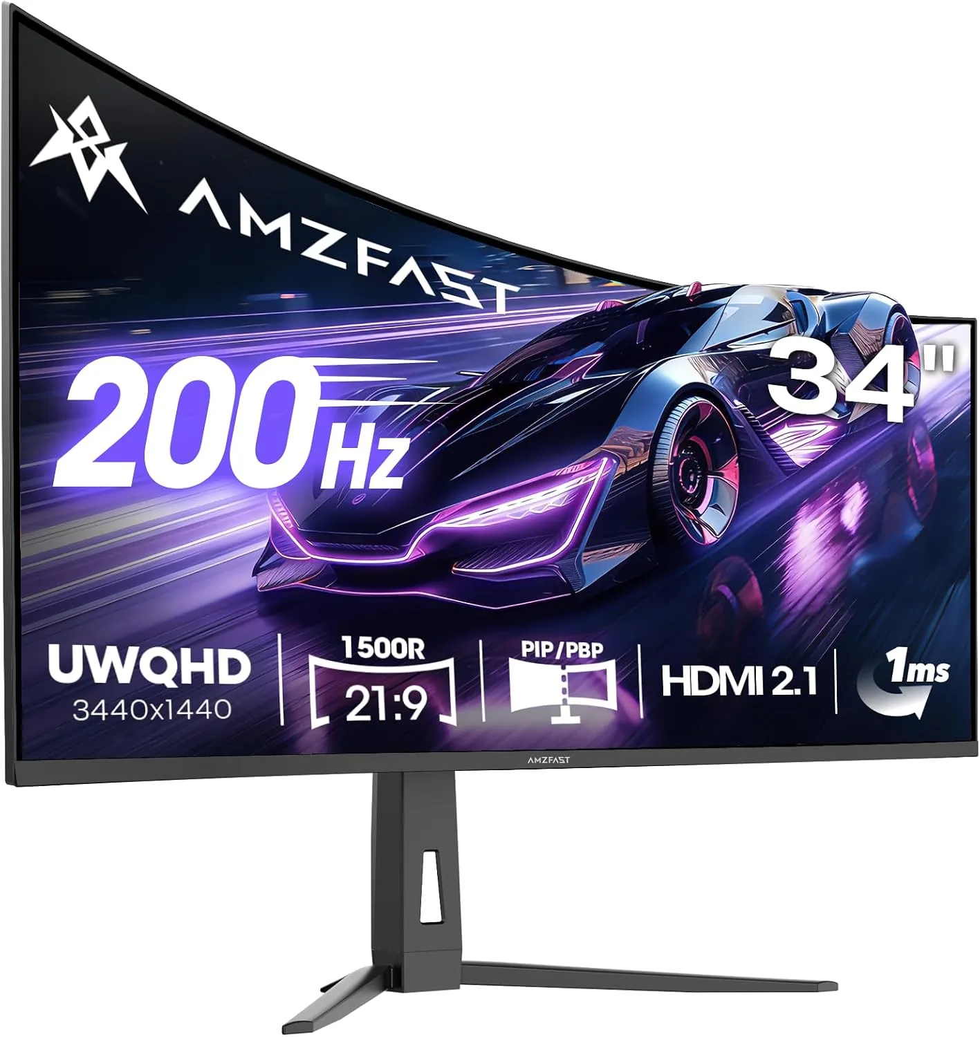 Monitor Curvo para Gaming Amzfast 34 pulgadas UWQHD 200Hz AMZG34C8