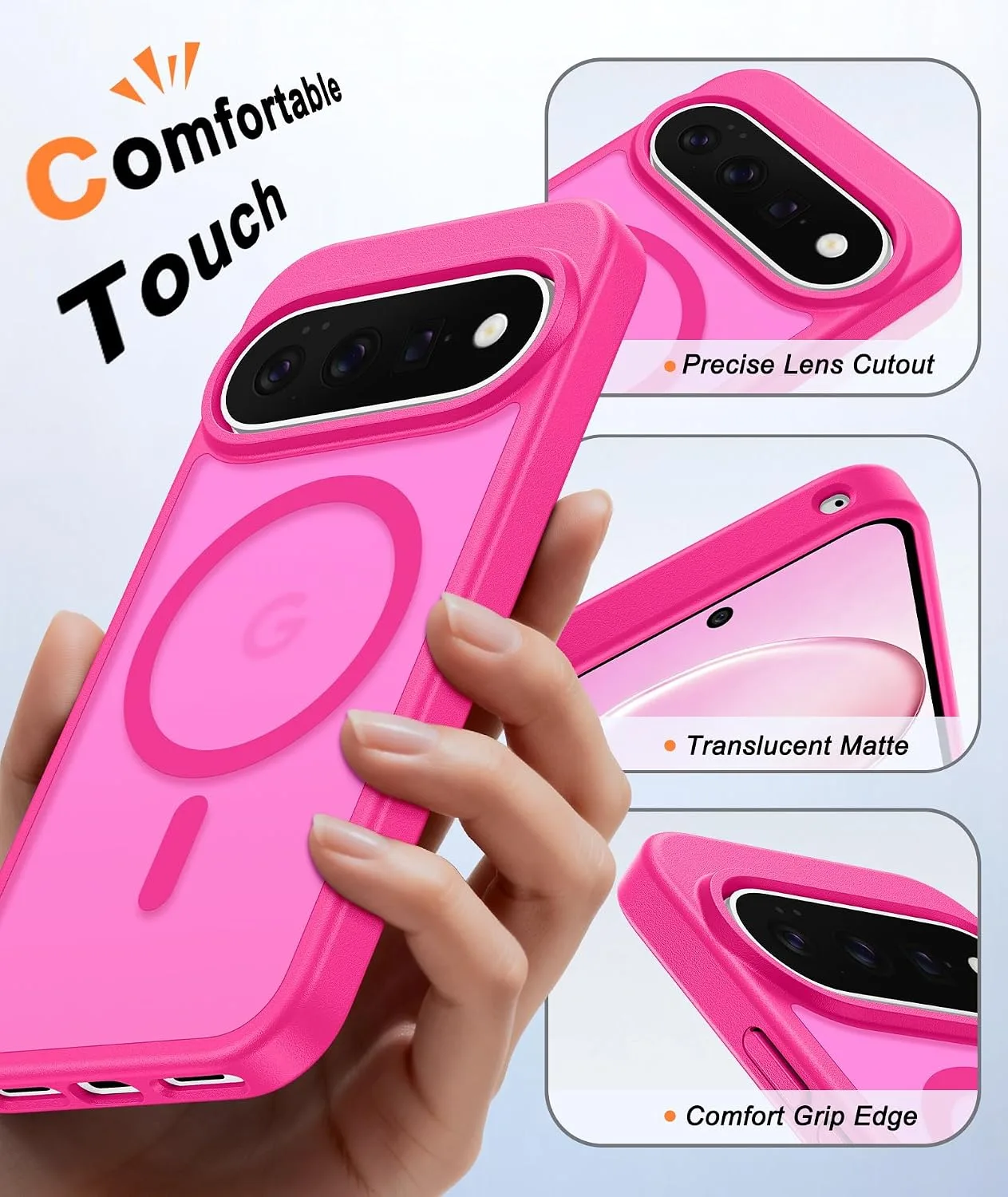 FNTCASE for Google Pixel 11 Pro XL Case Fit for MagSafe Hot Pink