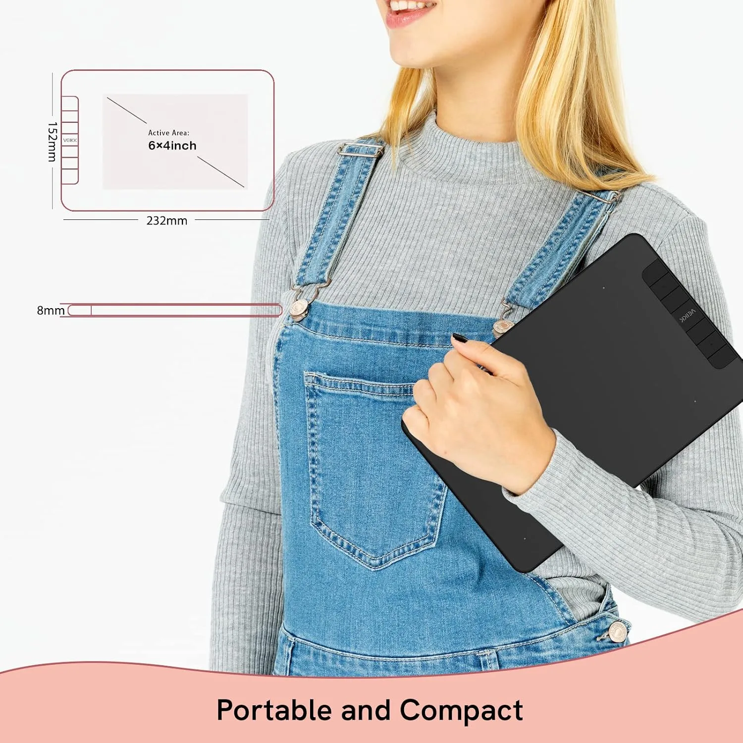 VEIKK Drawing Tablet VK640,6x4 inch OSU Tablet with Battery-Free Stylus