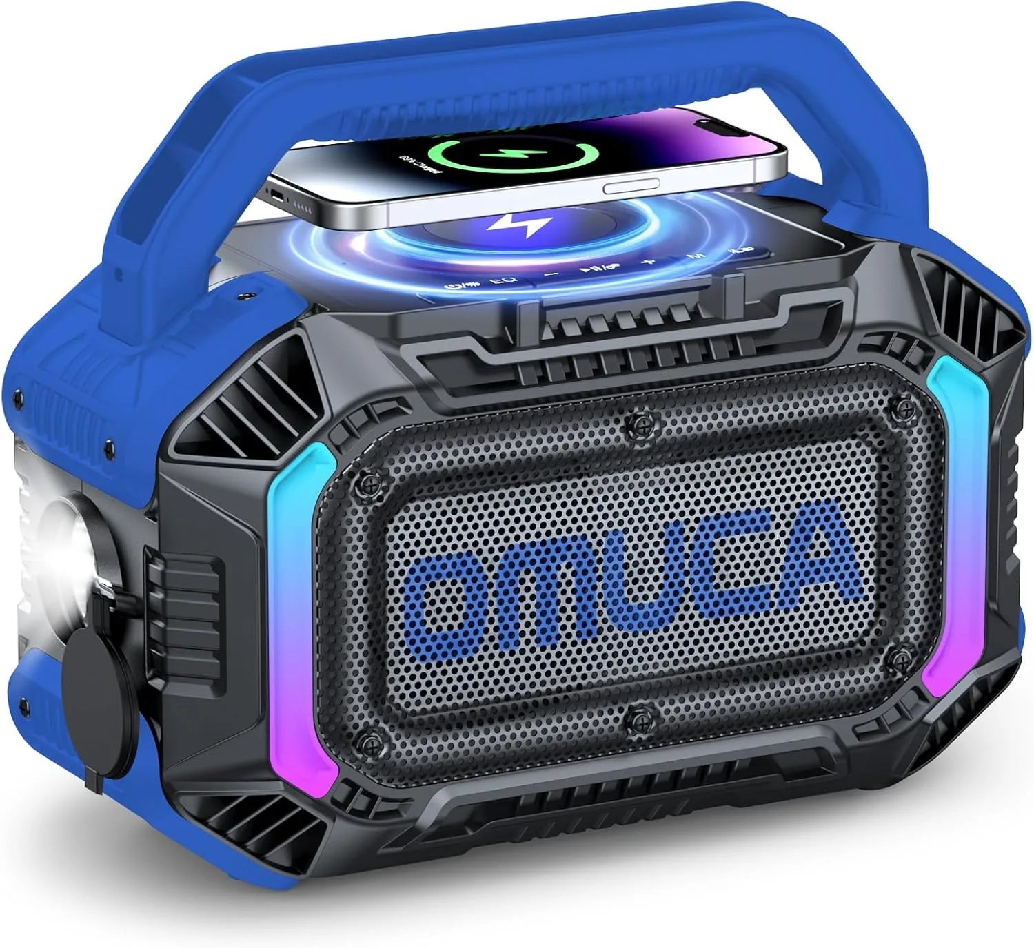 Speakers Bluetooth Wireless, 100W Portable Bluetooth Speaker with Bass, IPX7 Waterproof & Floatable, 20H Playtime, RGB Light, Loud Speakers with TWS for Work, Outdoor, Garage(L-Blue)