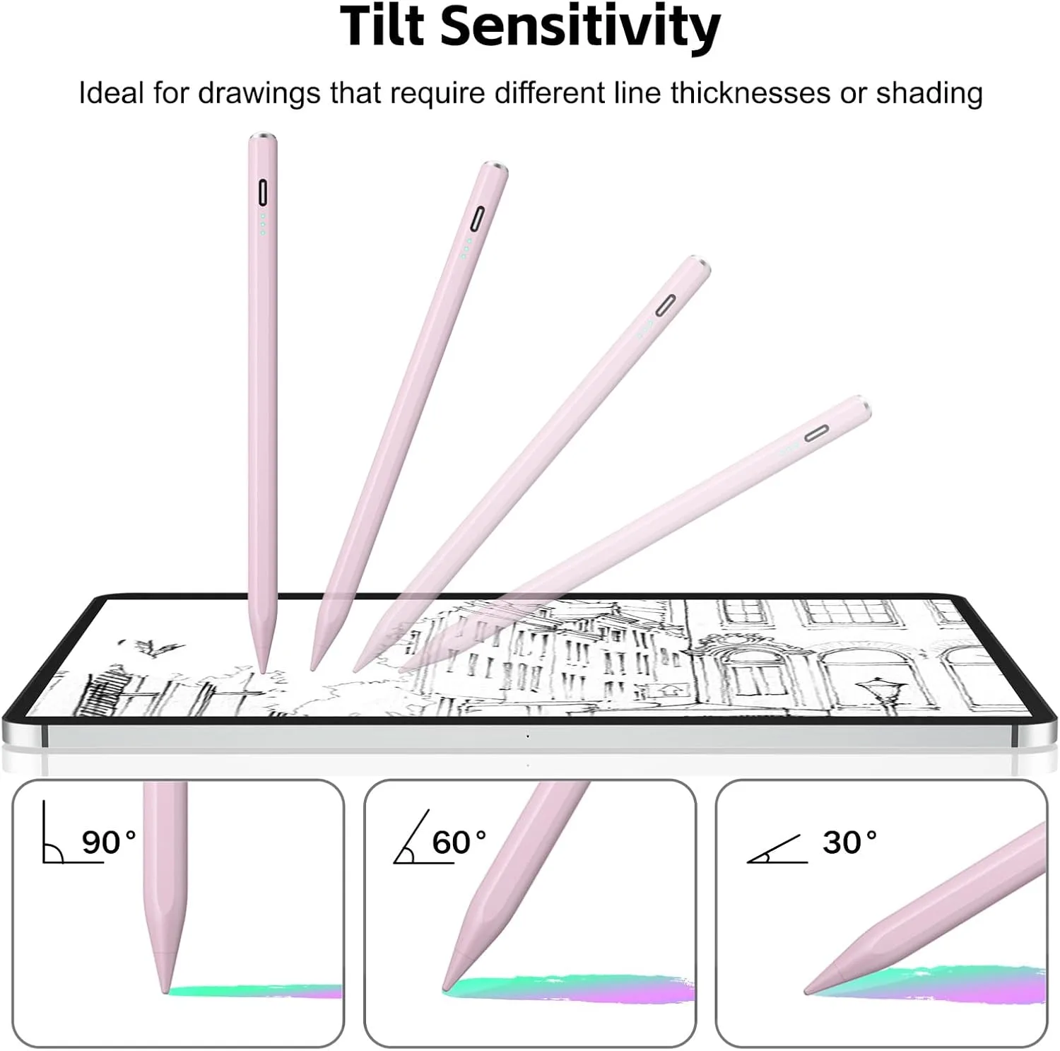 Stylus Pen for iPad 2026-2018 with 13mins Fast Charge,Tilt Sensitivity