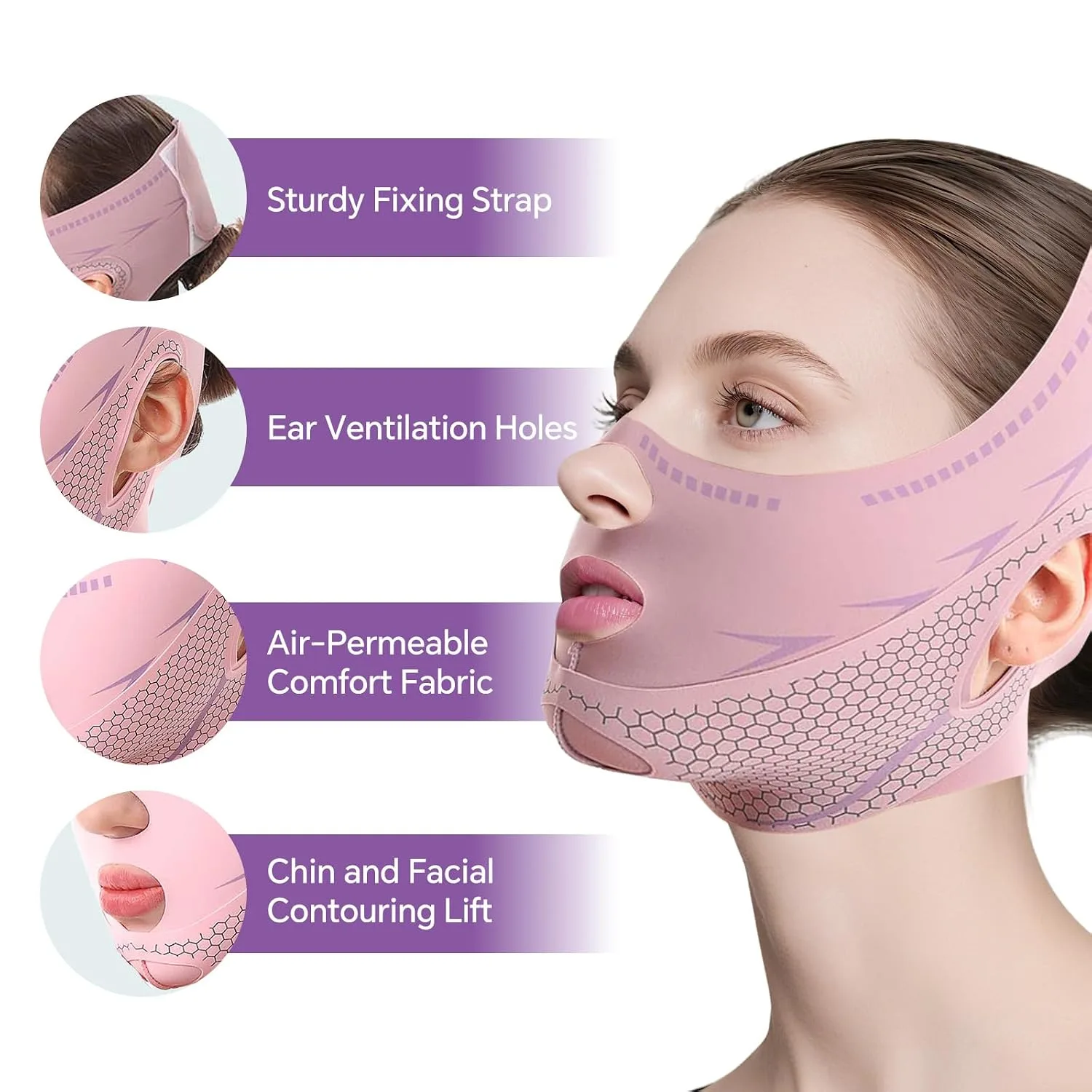 V Line Chin Lifting Mask, Double Chin Reducer Chin Strap for Sleeping, Face Lift Mask for Face Sagging, Jawline Shaper Face Lifting Wrap