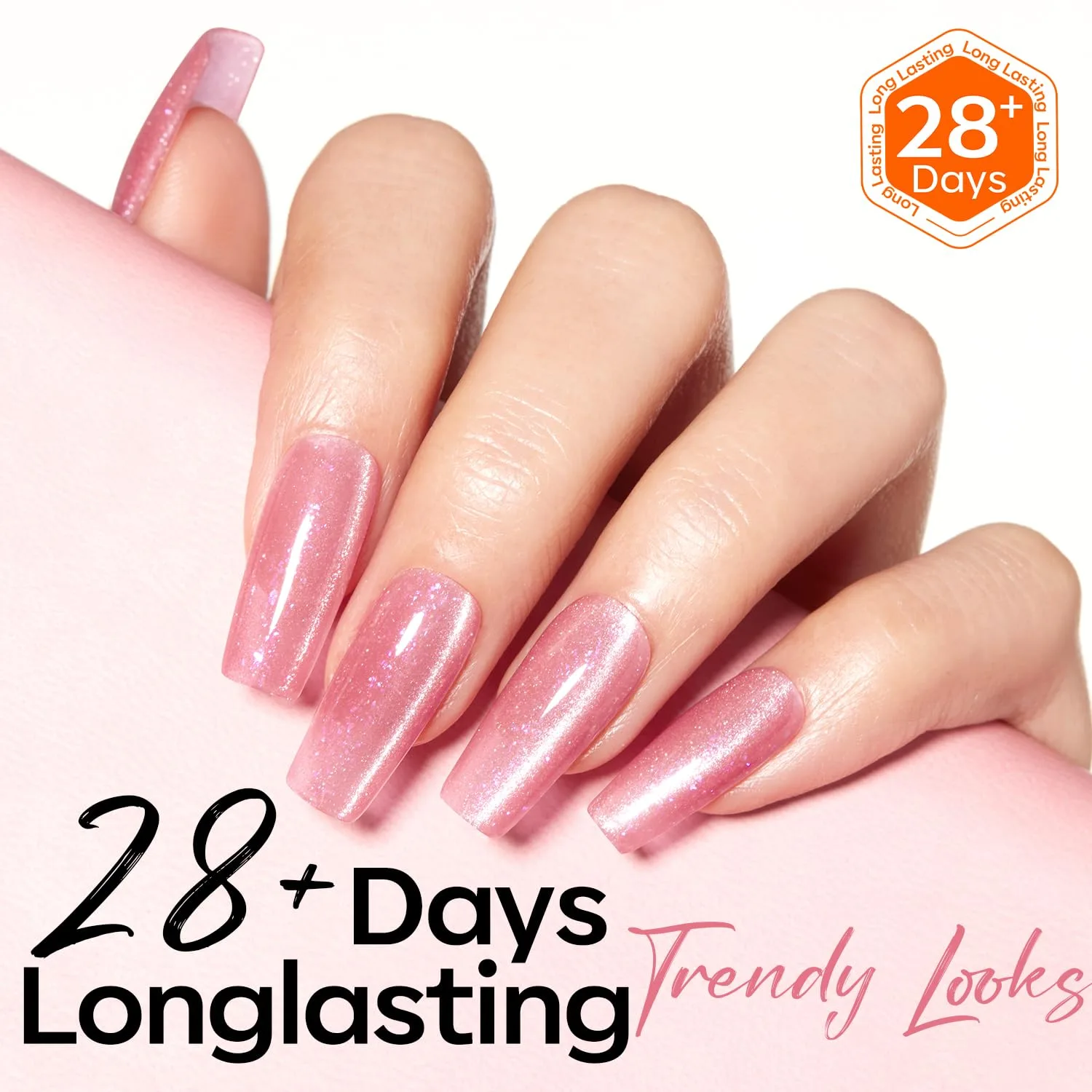 modelones Pink Cat Eye Gel Nail Polish Light Pink 9D