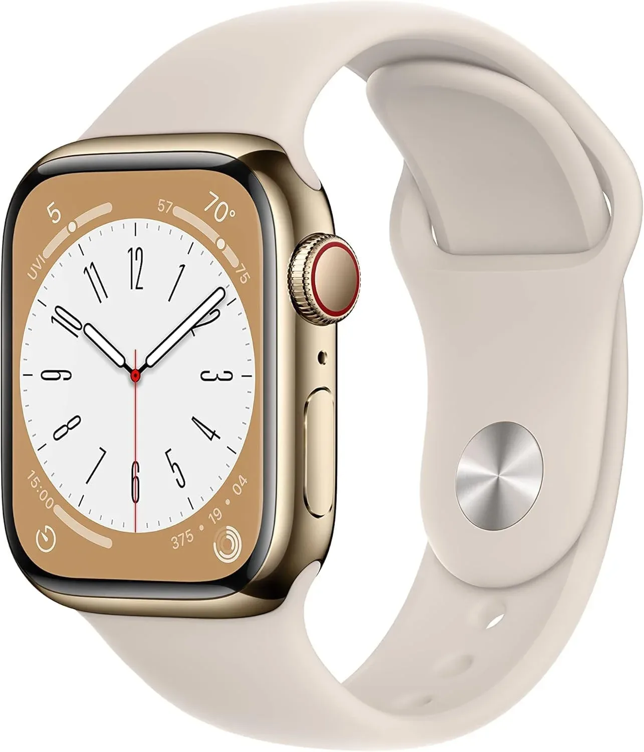 Apple Watch Series 8 GPS + Cellular 41MM Acero Inoxidable Dorado con Correa Sport Starlight S/M Renovado