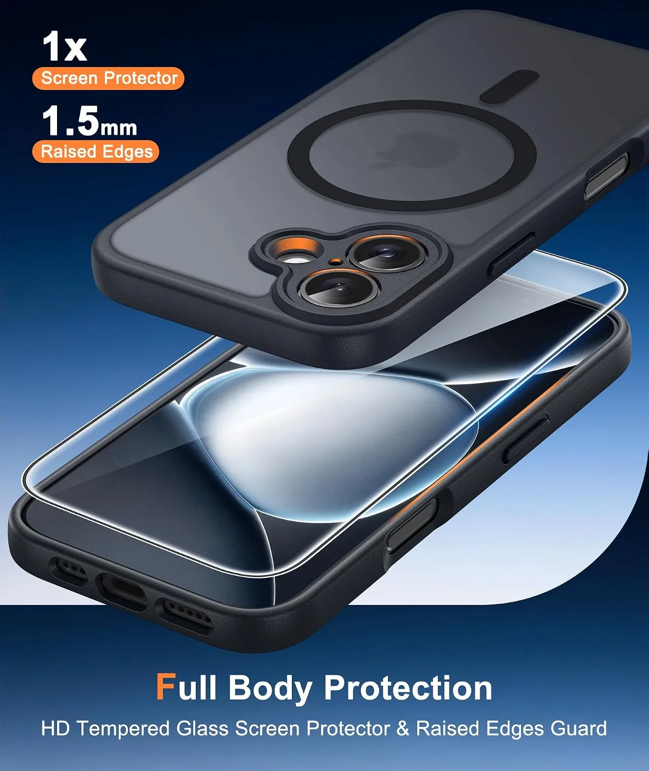 FNTCASE for iPhone 16 Case Fit for MagSafe Black