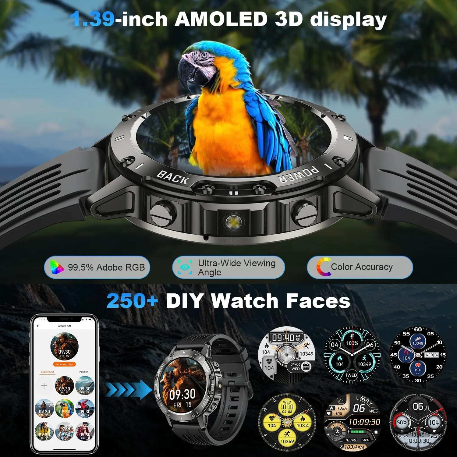 Smart Watch for Men Fitness Tracker: Waterproof Make Answer Call Running Digital Mens Watches Military Smartwatch Android Phone iPhone Samsung Compatible SpO2 Sleep Heart Rate Monitor Step Pedometer