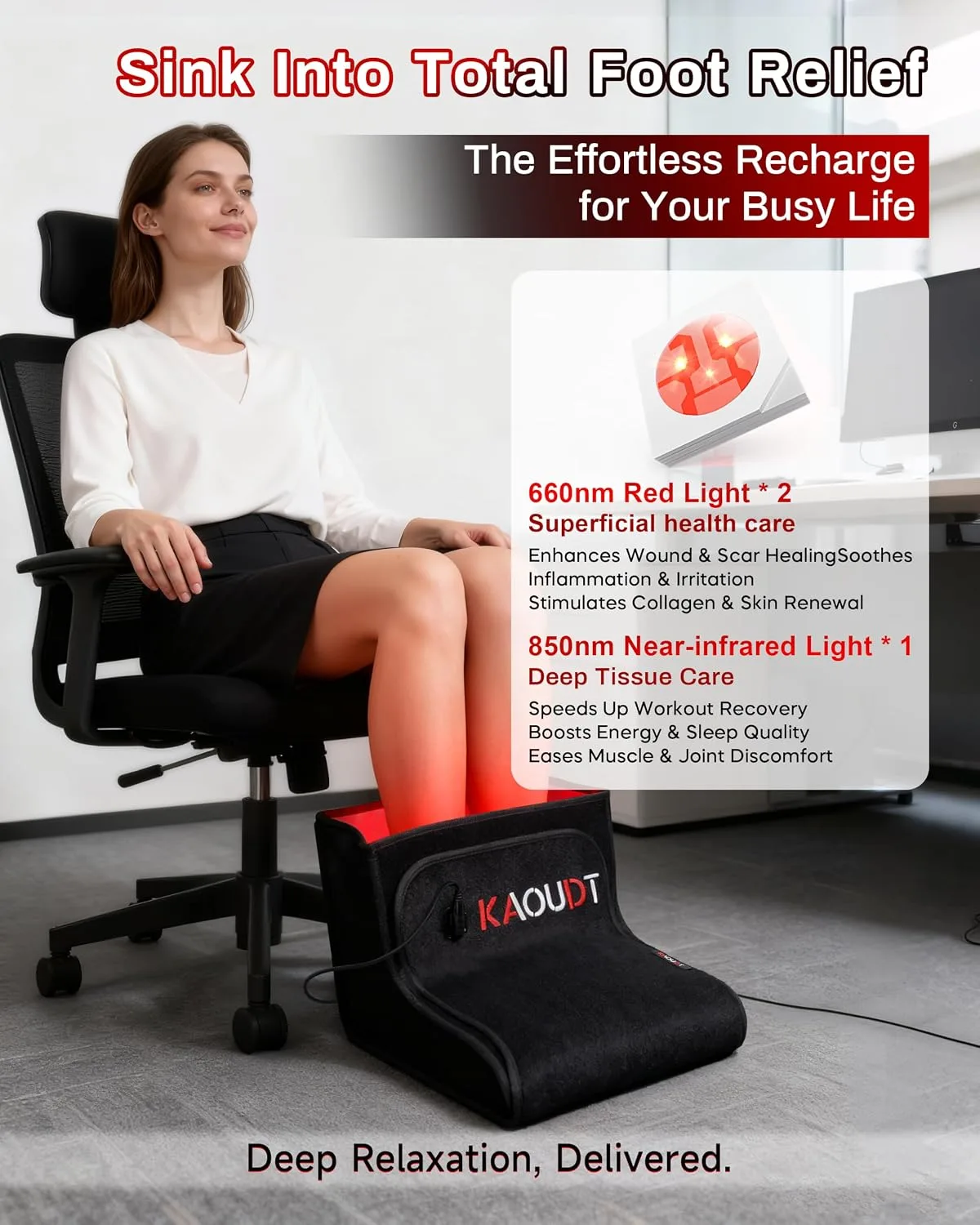 Medical Grade Red Light Therapy for Feet Neuropathy, FSA&HSA, Black