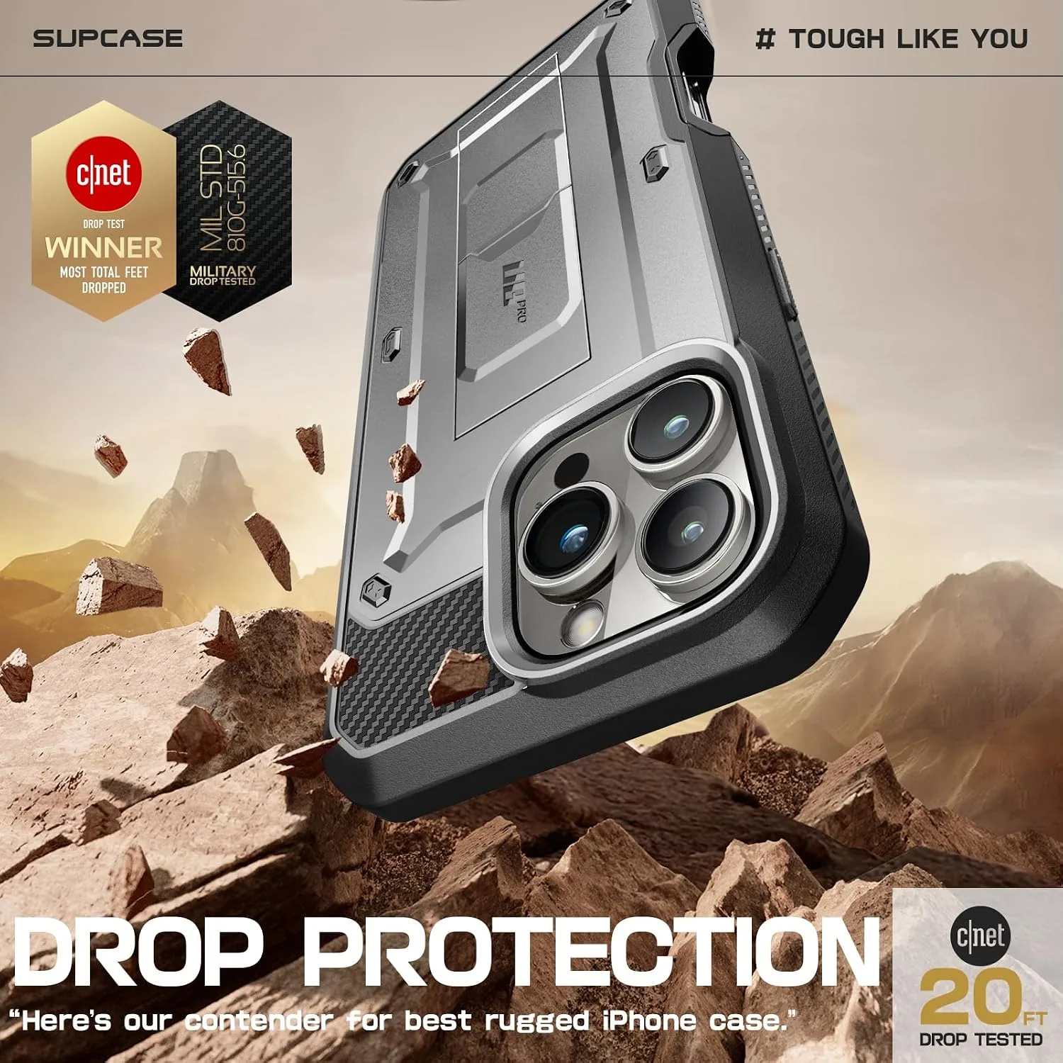 SUPCASE for iPhone 16 Pro Max Case with Screen Protector & Stand, Tigray