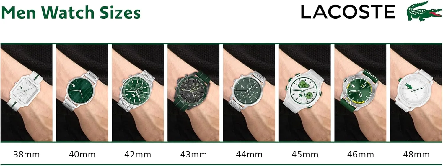 Lacoste Boston Men's Chronograph Watch - Classic Stainless Steel - Tachymeter - Water Resistant up to 5ATM/50 Meters - Modern Design for Him - 42mm